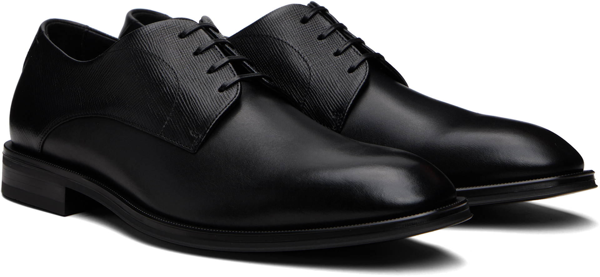 BOSS - Black Textured & Smooth Leather Derbys