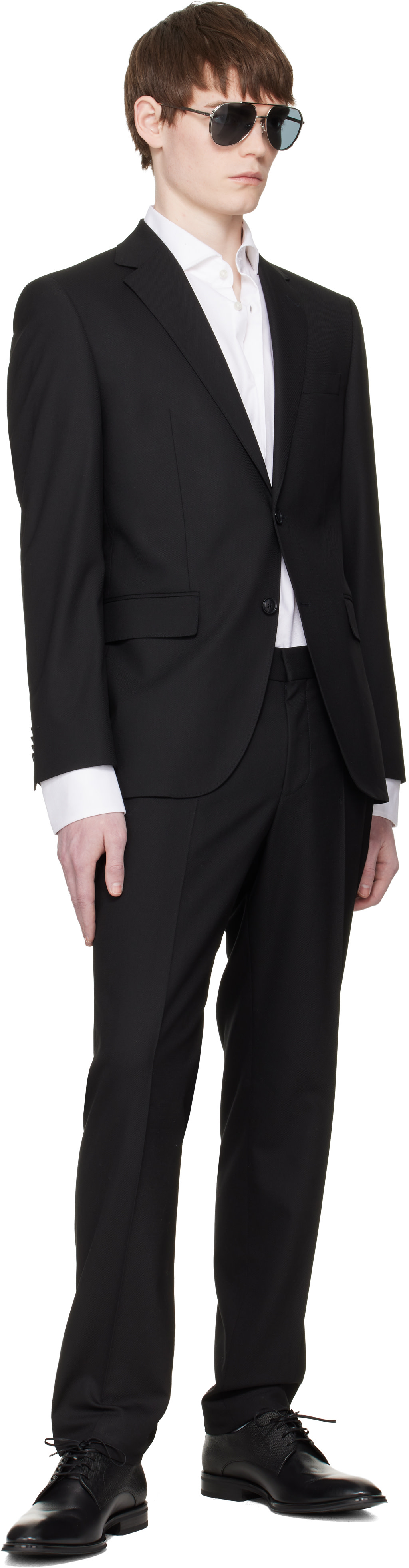 BOSS - Black Textured & Smooth Leather Derbys