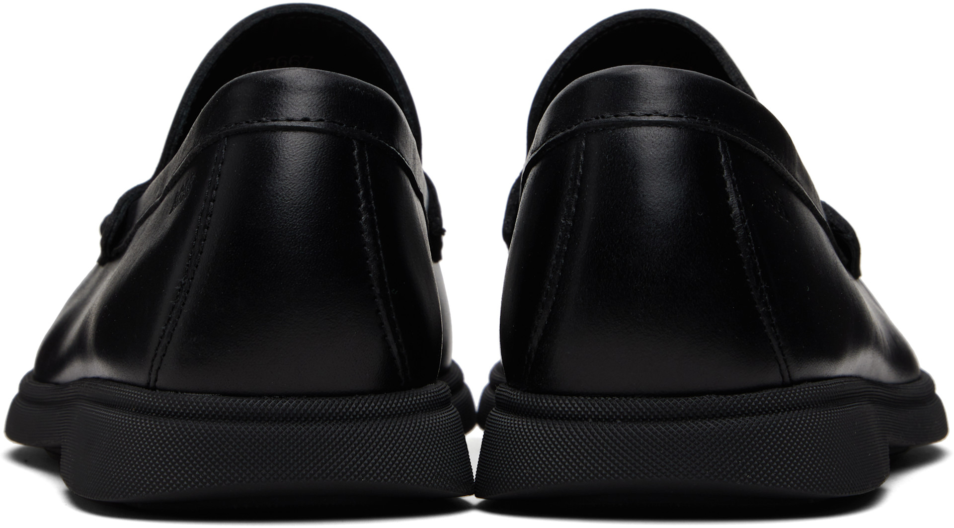 BOSS - Black Embossed-Logo Leather Loafers