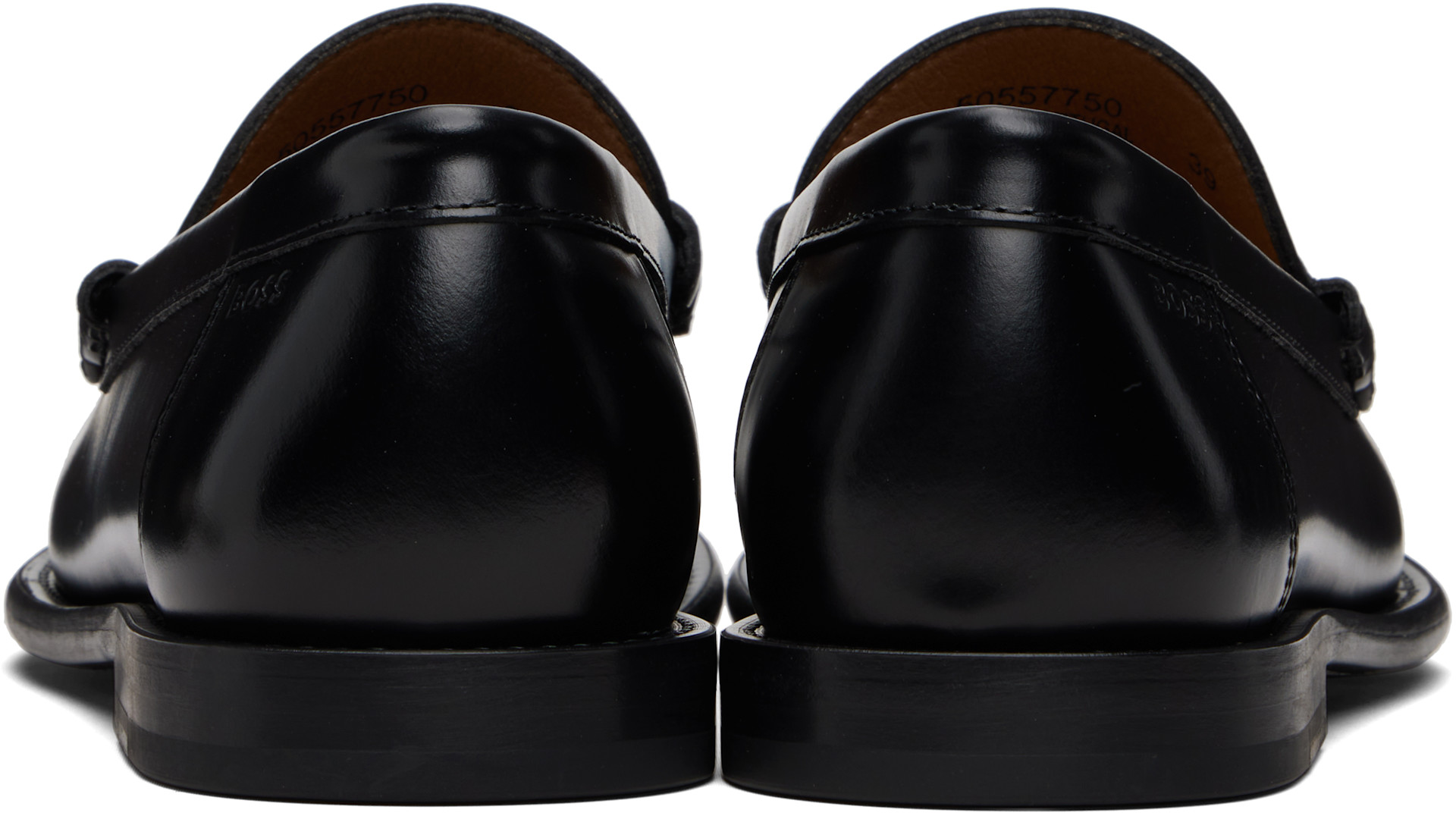 BOSS Black Leather Penny Loafers for Men_2 Black Penny Trim Leather Loafers by BOSS on Sale main image 3