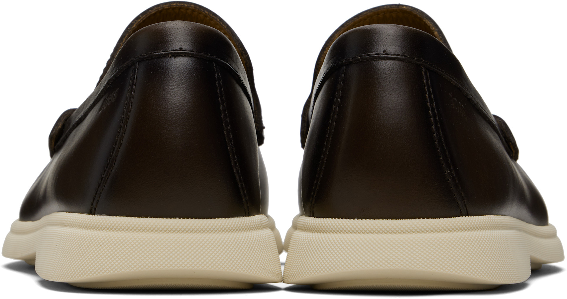 BOSS - Brown Embossed-Logo Leather Loafers