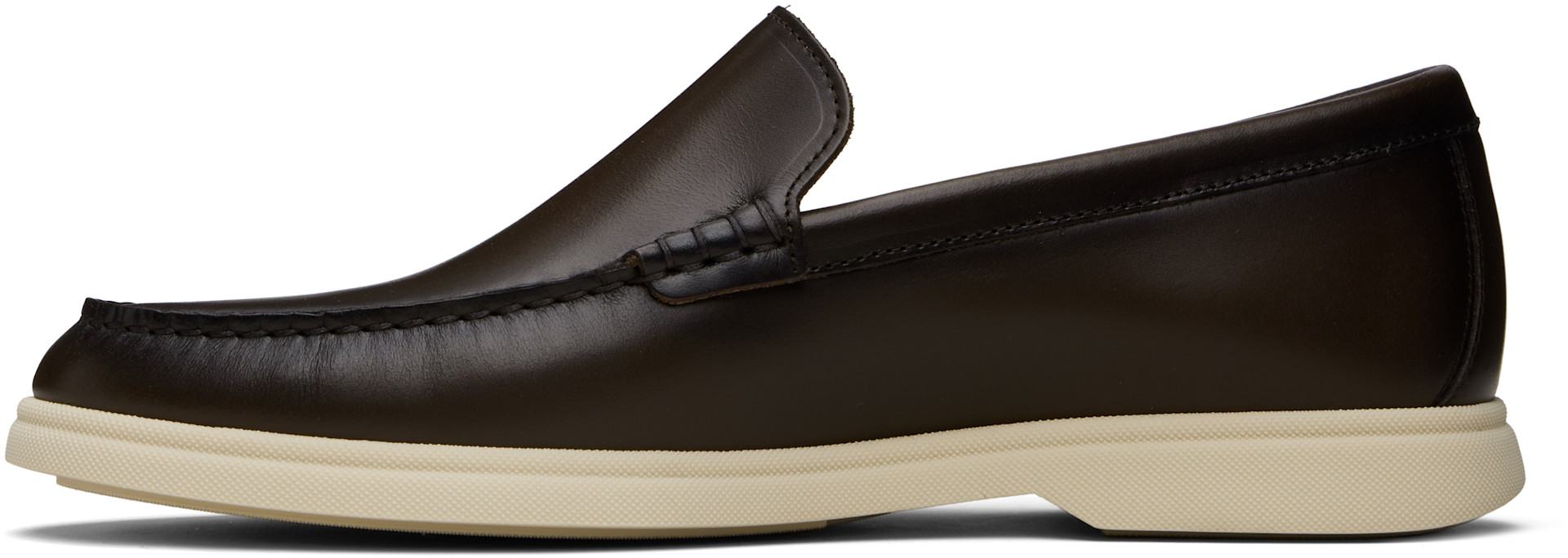 BOSS - Brown Embossed-Logo Leather Loafers