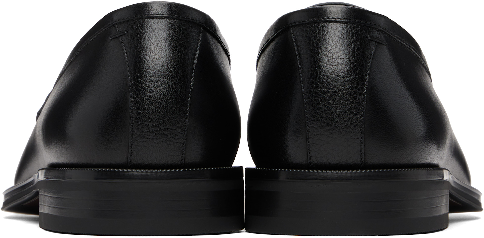 BOSS - Black Plain Penny Trim Leather Loafers