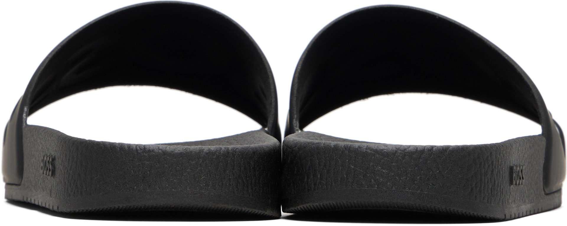 BOSS: Black Large Logo Detail Pool Slides | SSENSE Canada display picture 3