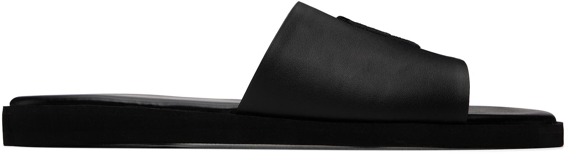 BOSS - Black Double B Monogram Faux-Leather Slides