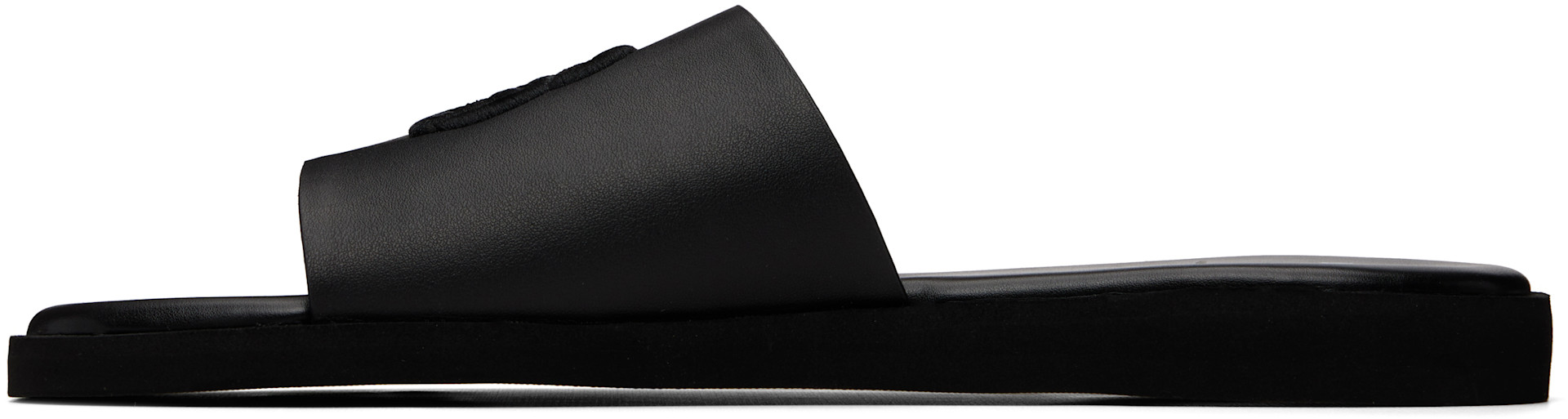 BOSS - Black Double B Monogram Faux-Leather Slides