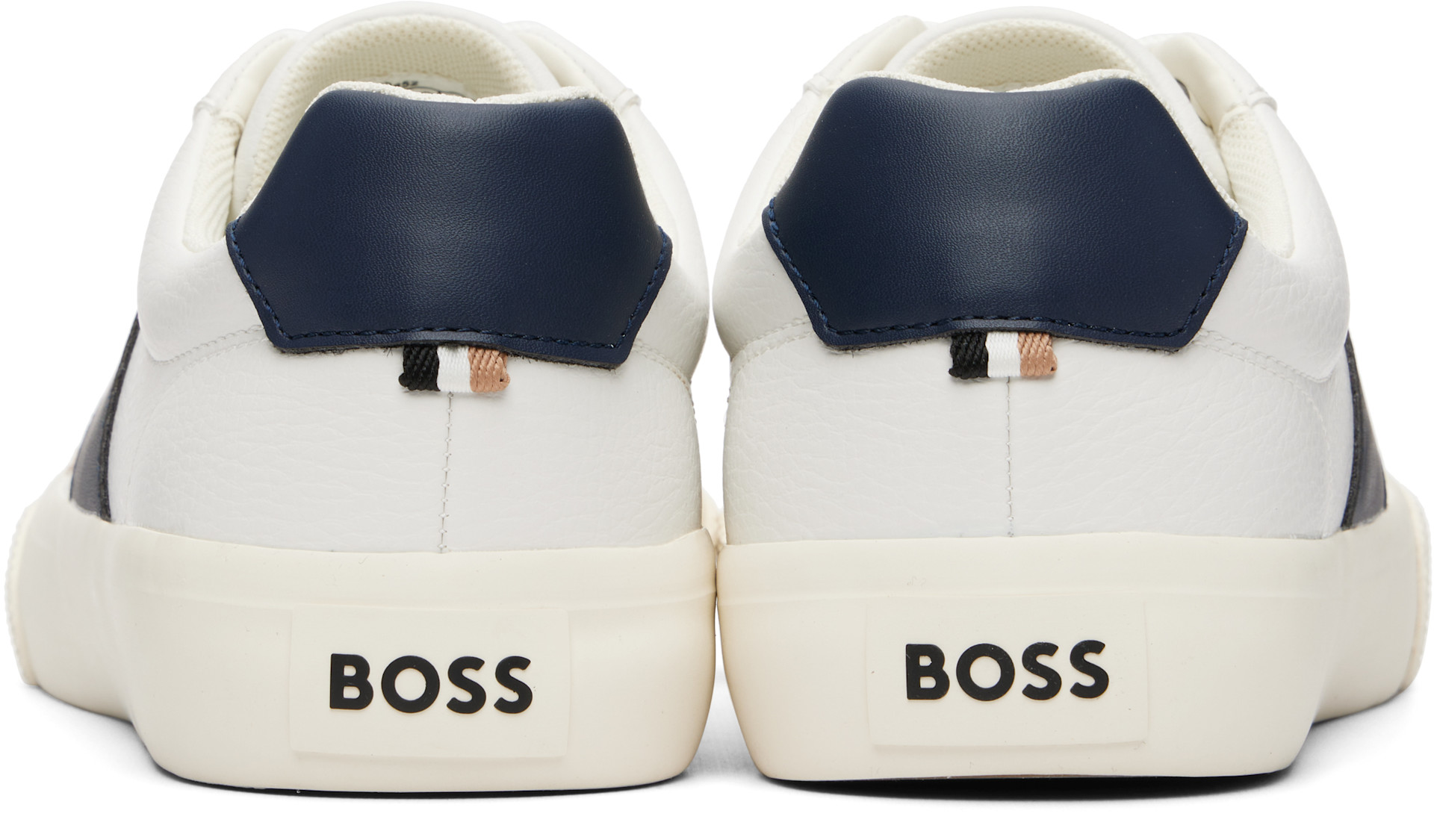 その他 boss BOSS: White Grained Faux-Leather Sneakers | SSENSE