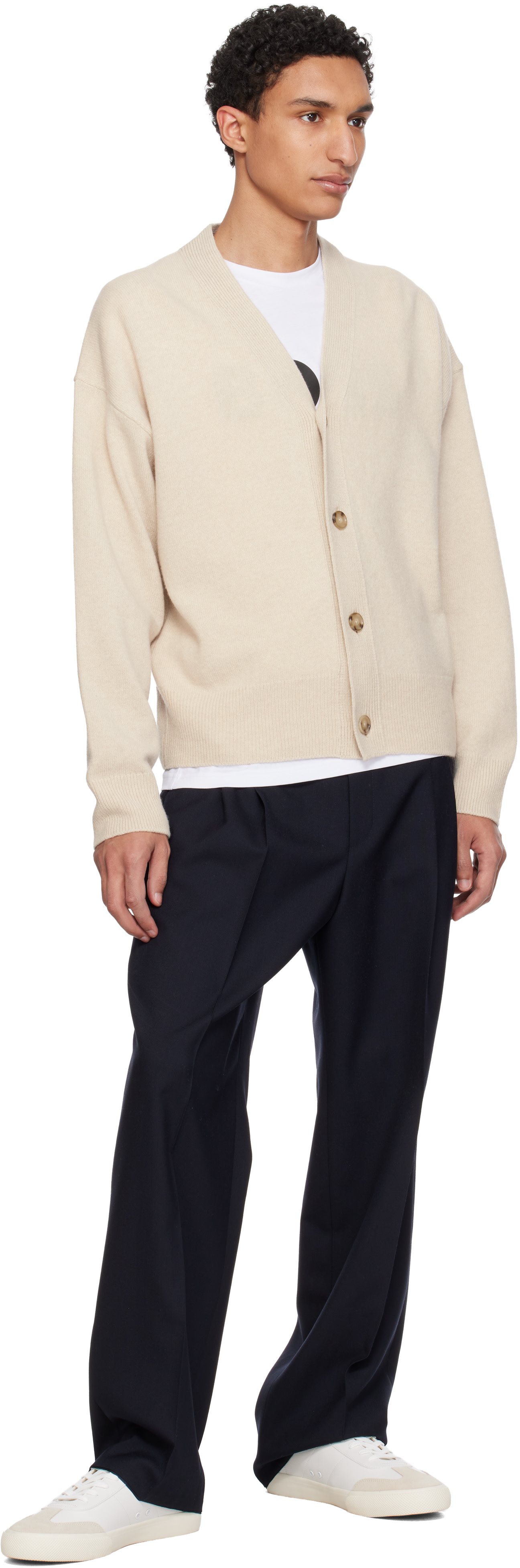 BOSS: White Grained Faux-Leather Sneakers | SSENSE
