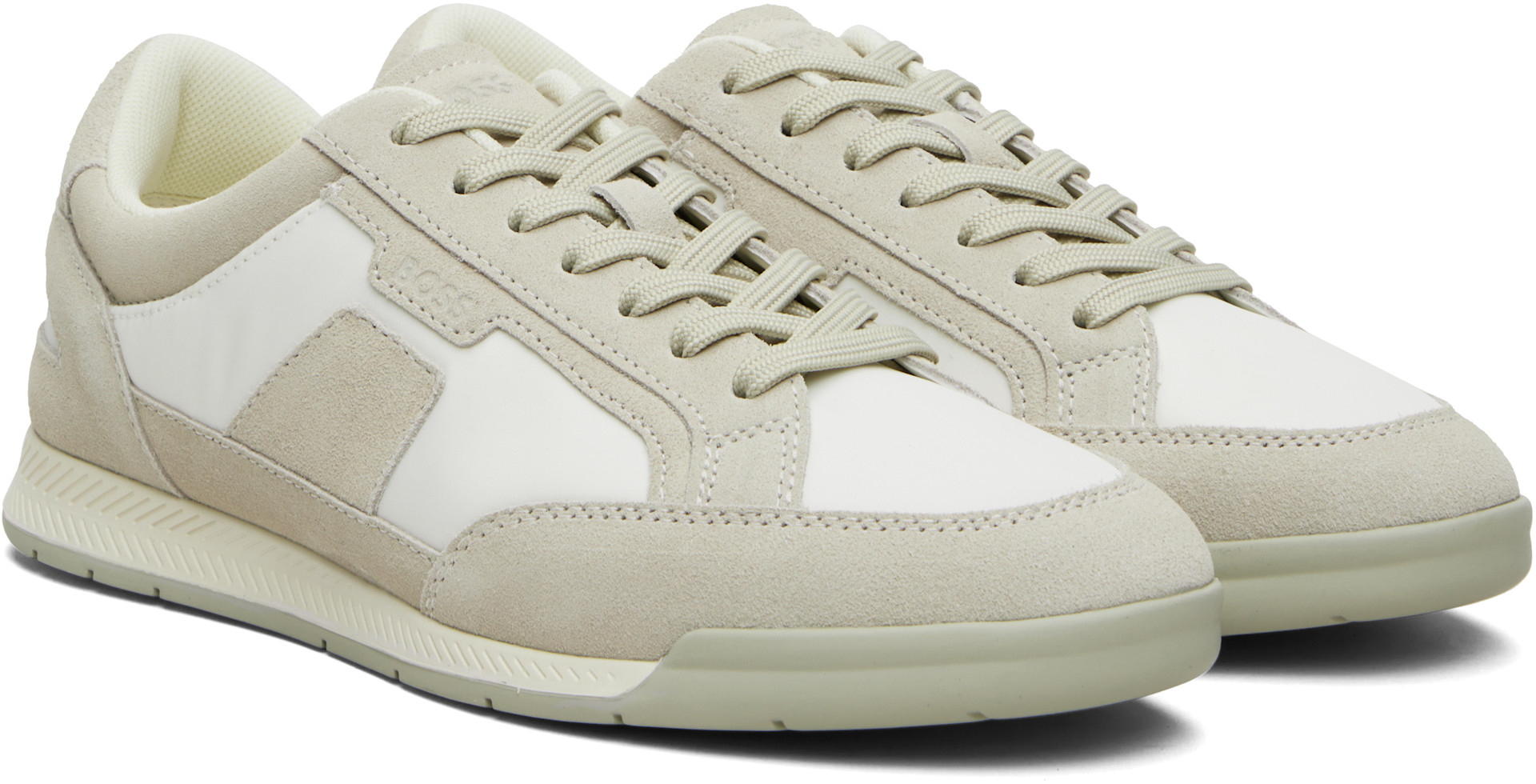 Boss - Baskets basses beige en satin