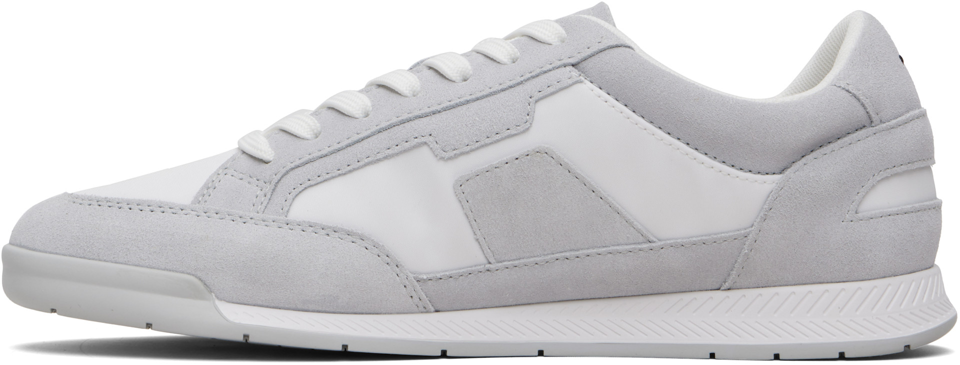 BOSS - Gray & White Satin Low Sneakers