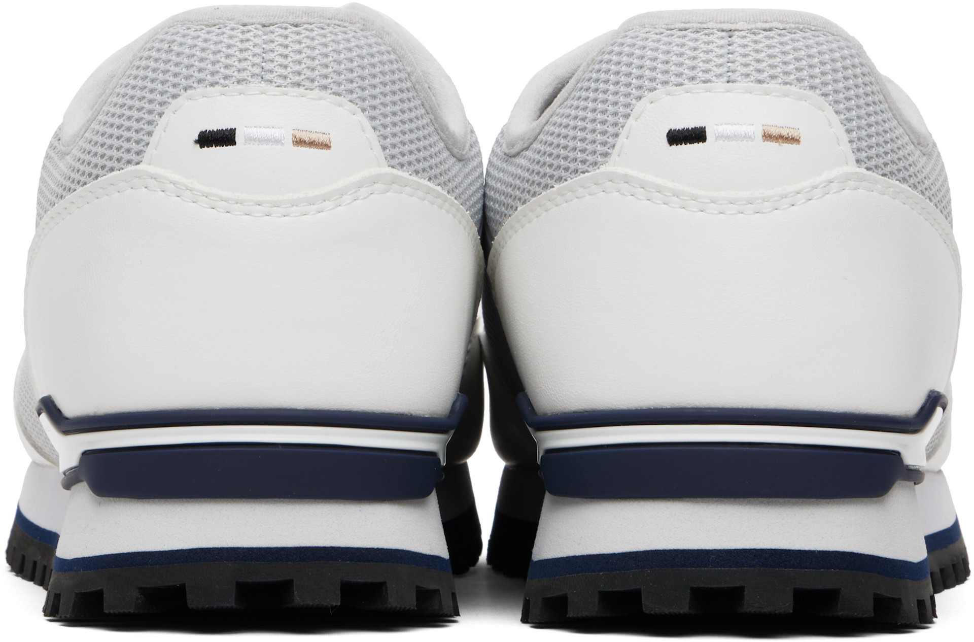 BOSS: Gray & White Running-Inspired Sneakers | SSENSE