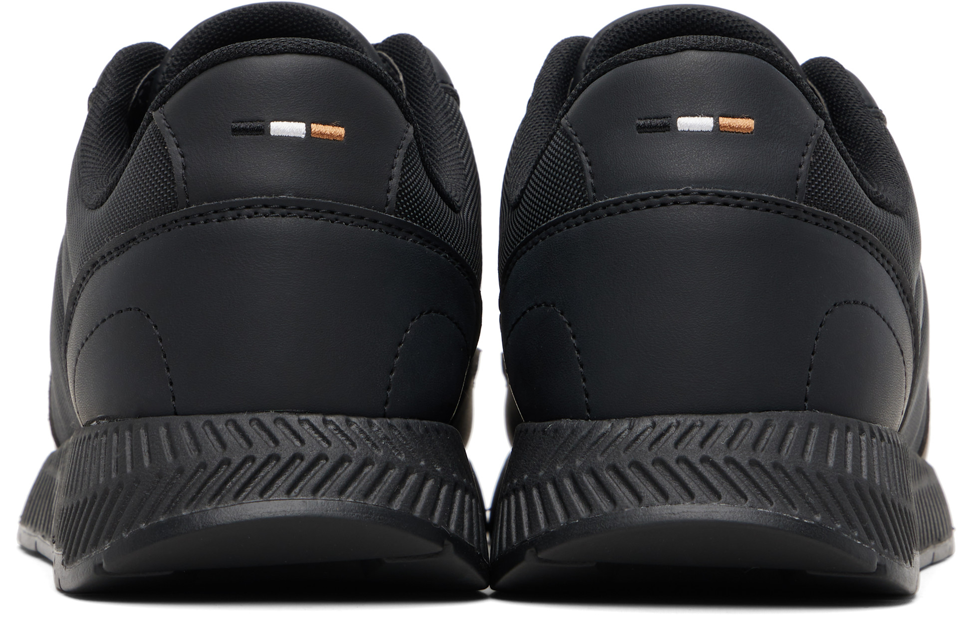 その他 boss BOSS: Black Textured Upper Low-Top Sneakers | SSENSE