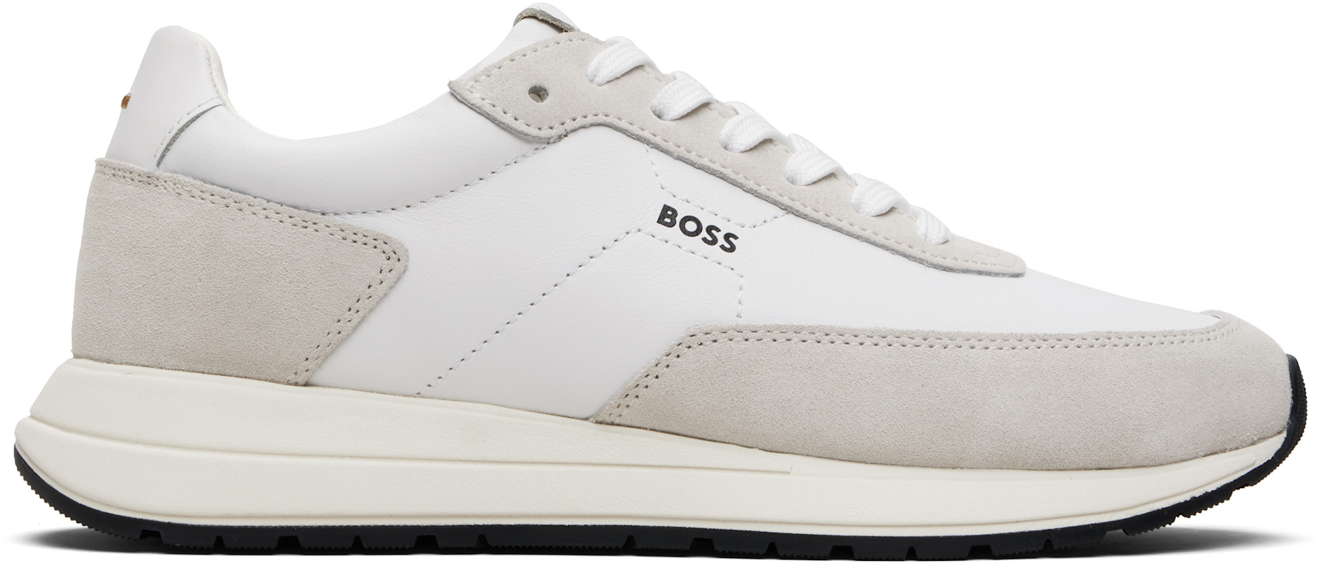 BOSS - Off-White Suede Trim Sneakers