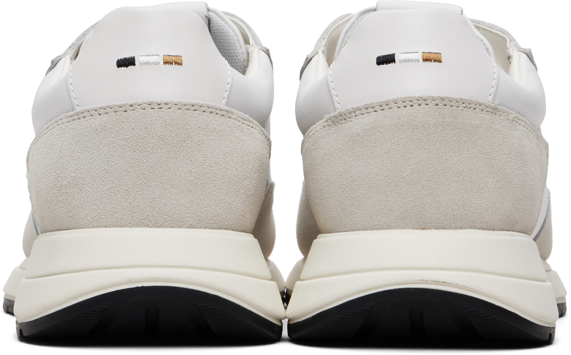 BOSS - Off-White Suede Trim Sneakers