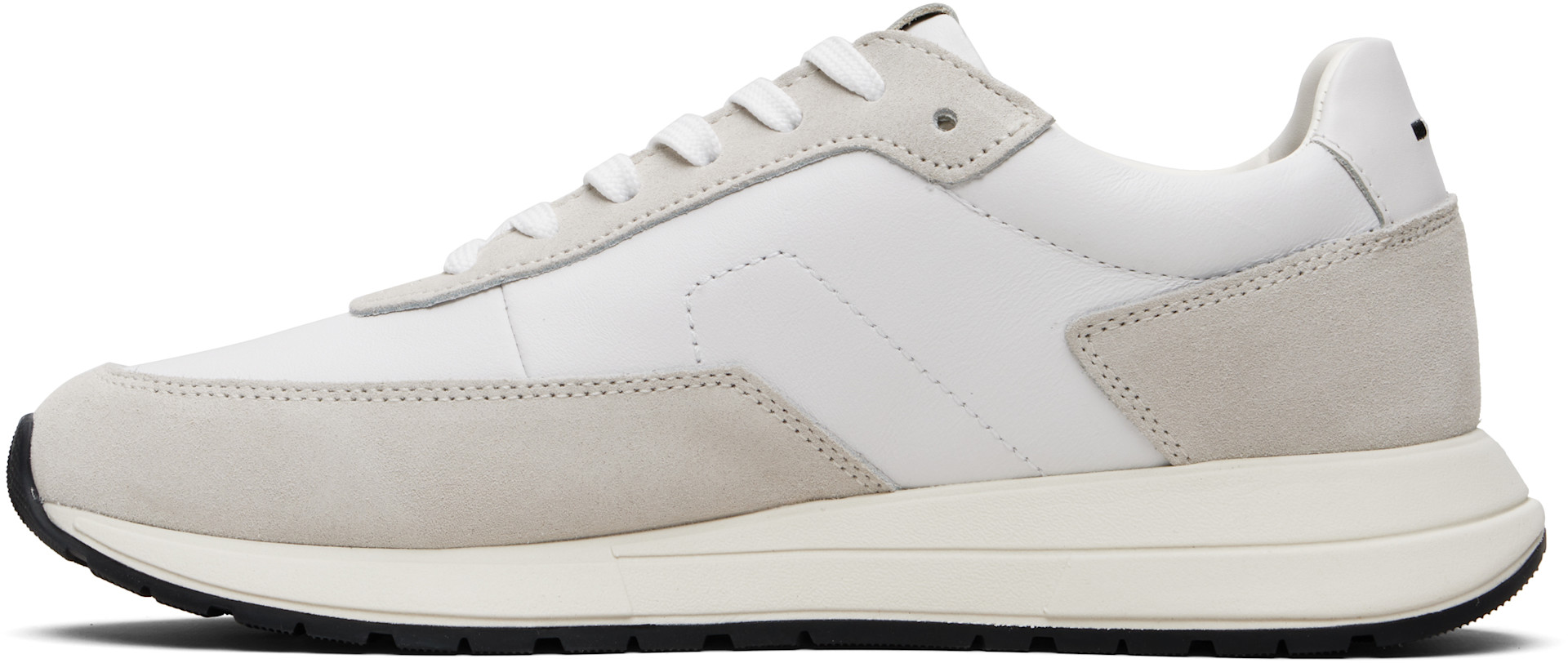 BOSS - Off-White Suede Trim Sneakers