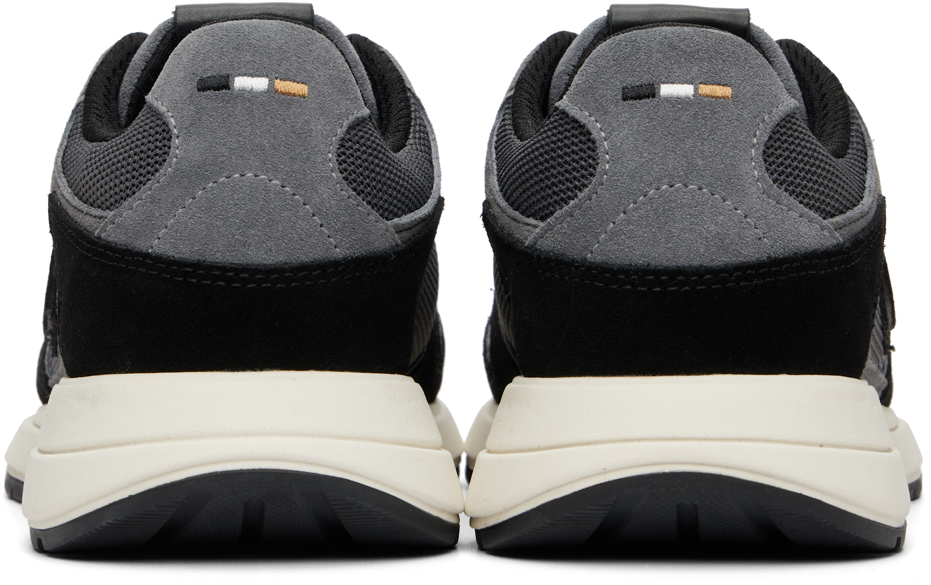 BOSS - Gray Suede-Trim Double B Monogram Sneakers