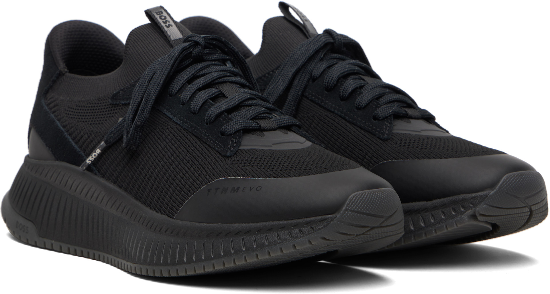 BOSS: Black TTNM EVO Knitted Upper Sneakers | SSENSE