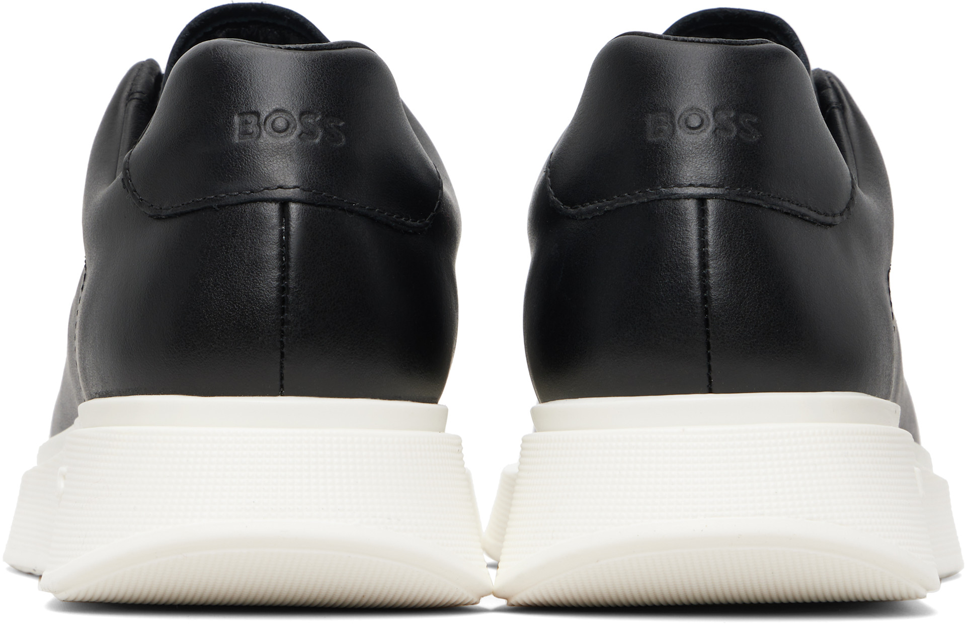 BOSS - Black Rubber-Outsole Leather Sneakers