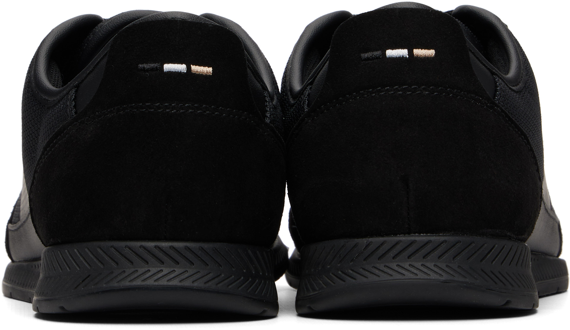 BOSS: Black Ridged Outsole Mixed-Material Sneakers | SSENSE