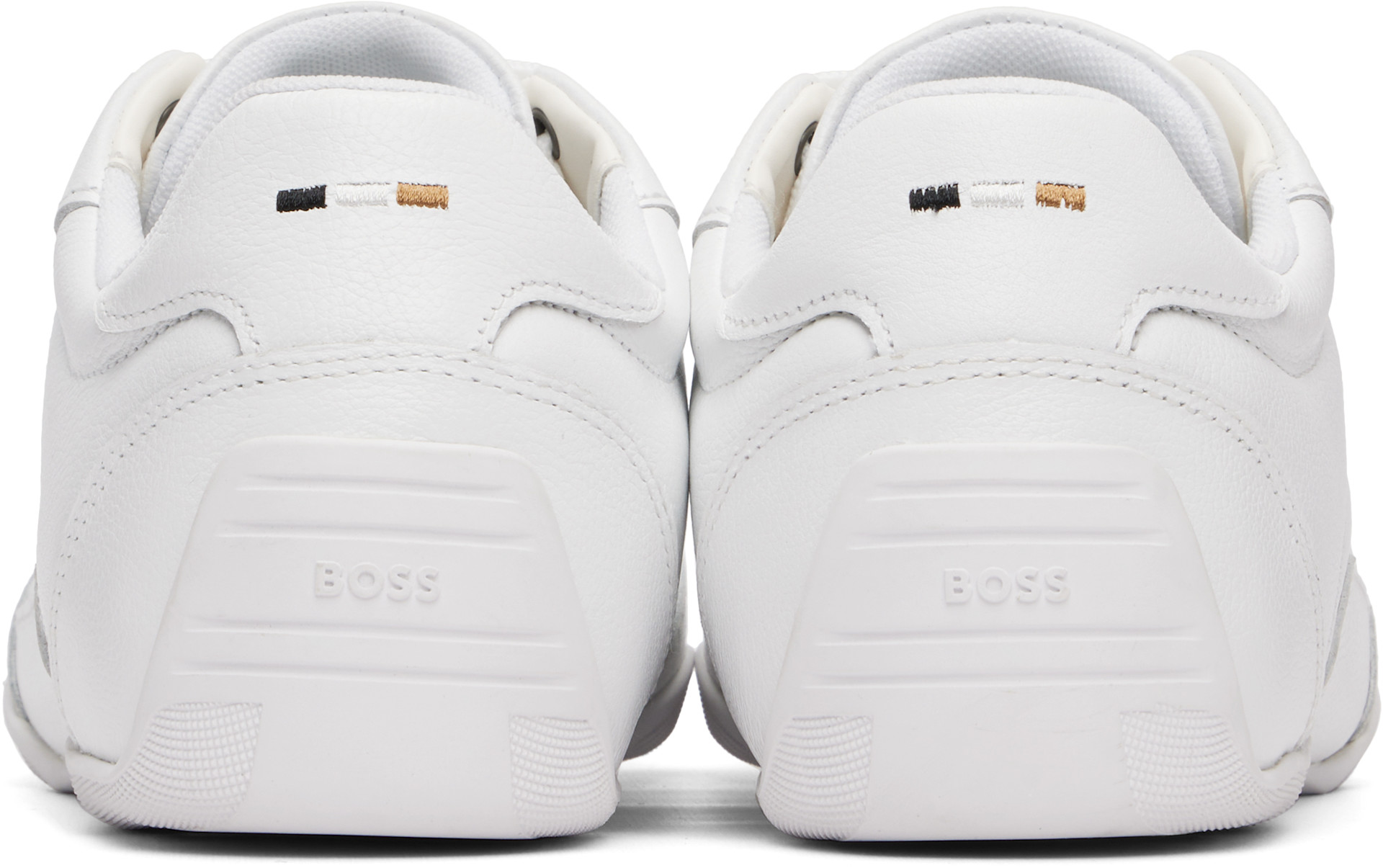 Boss - Baskets blanches en cuir à logos