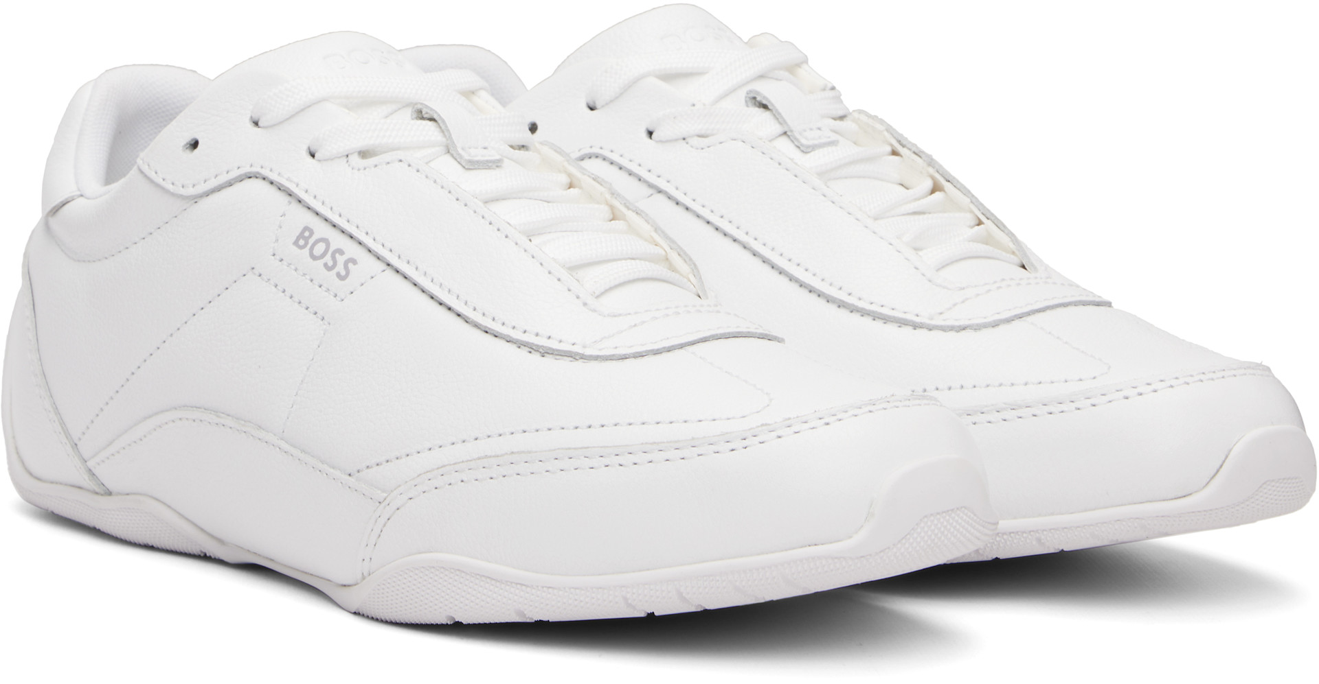 Boss - Baskets blanches en cuir à logos