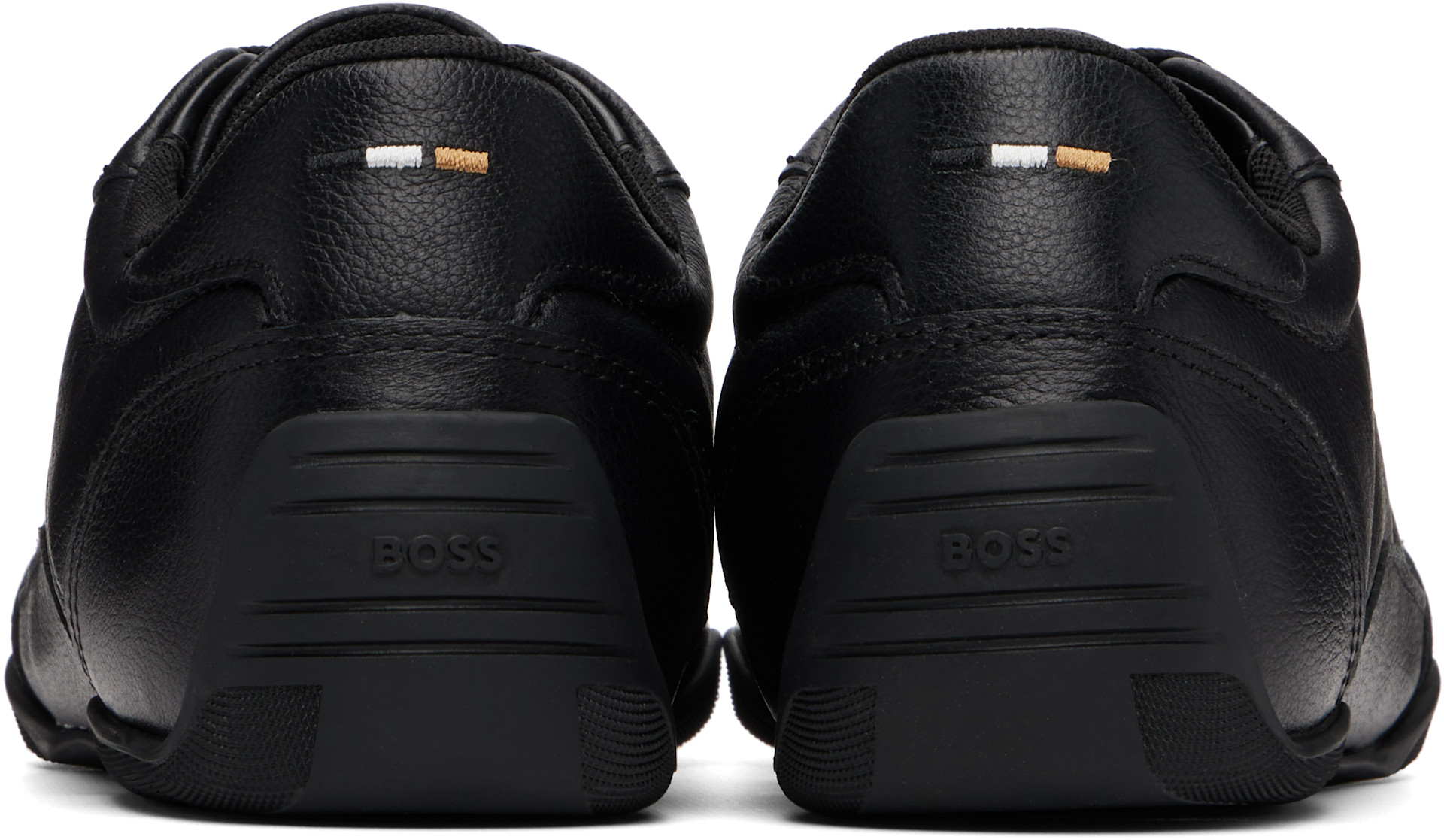 BOSS - Black Logo Detail Leather Sneakers