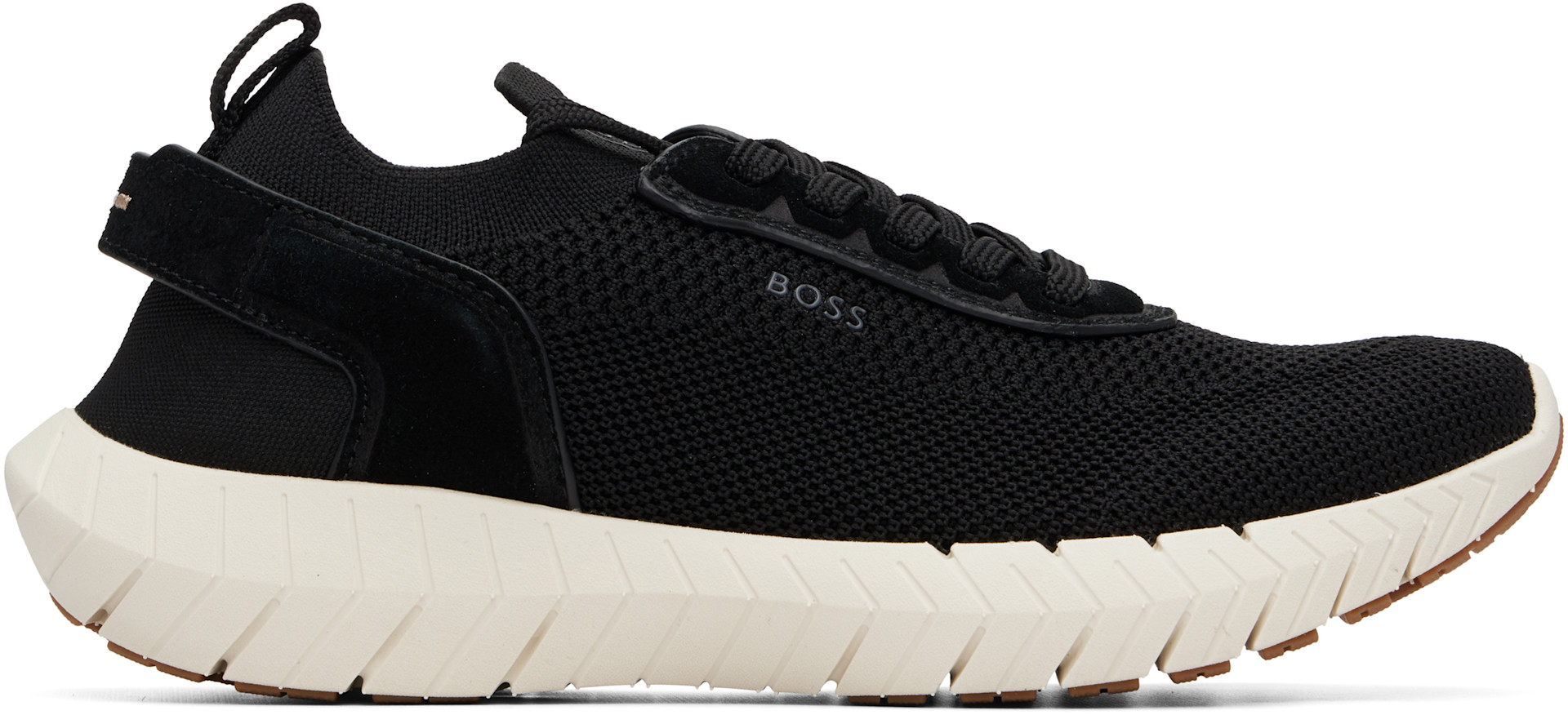 BOSS - Black BOSS-MOTION Leather Trims Knitted Sneakers