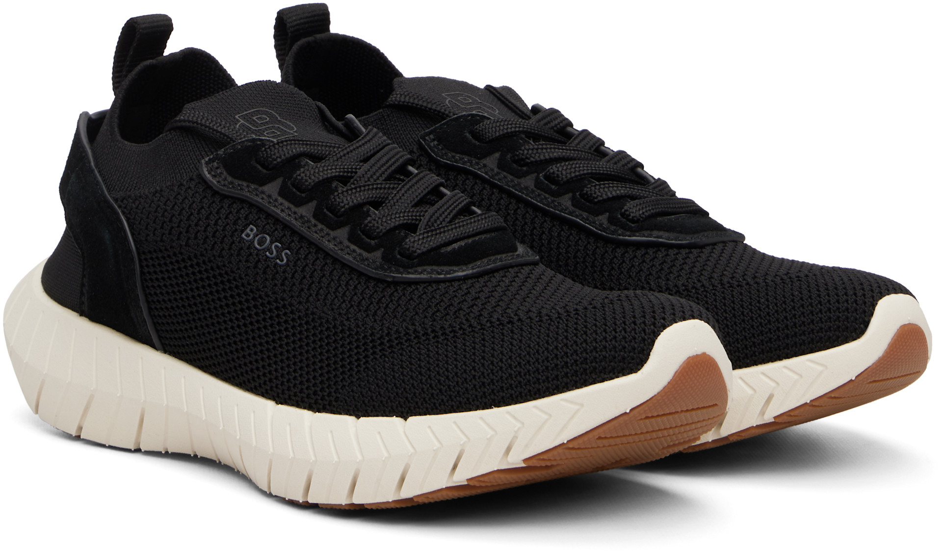 BOSS - Black BOSS-MOTION Leather Trims Knitted Sneakers