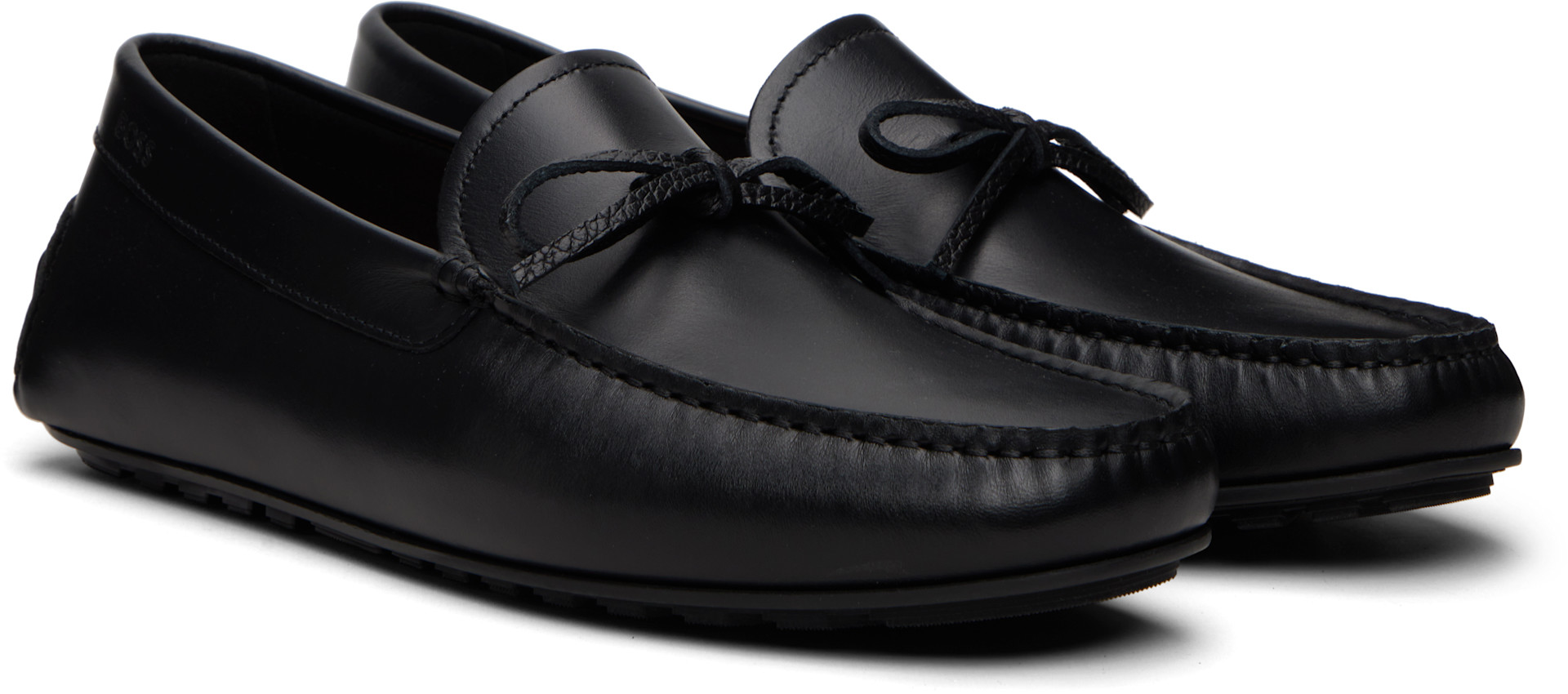BOSS - Black Bow-Trim Driver Loafers