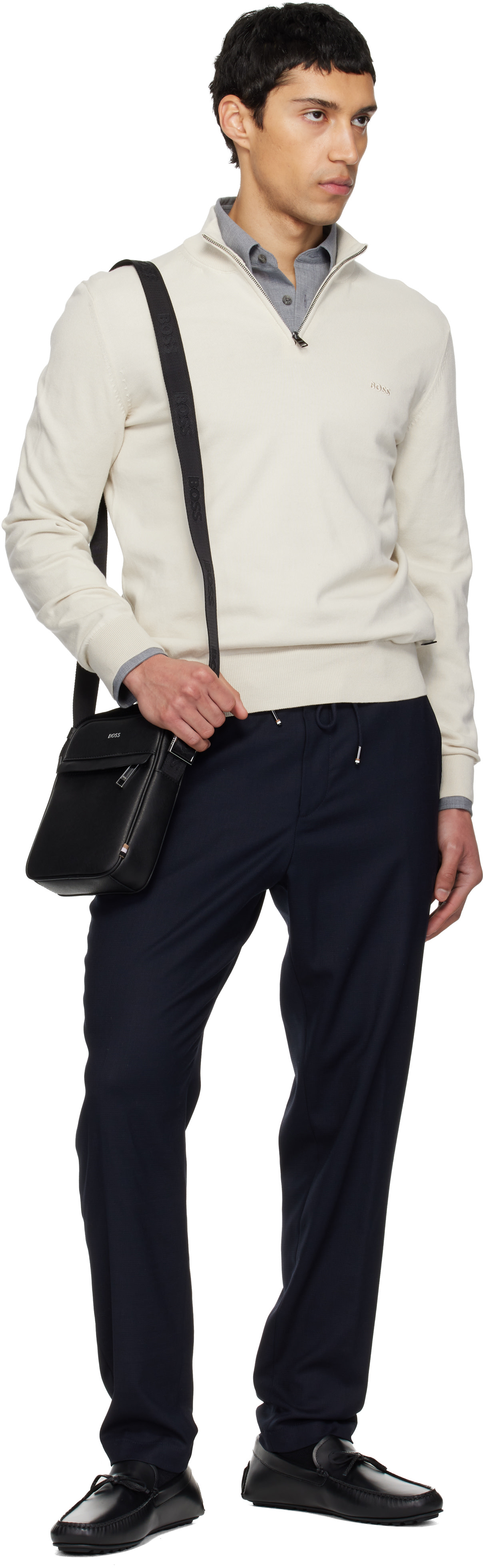 BOSS - Black Bow-Trim Driver Loafers