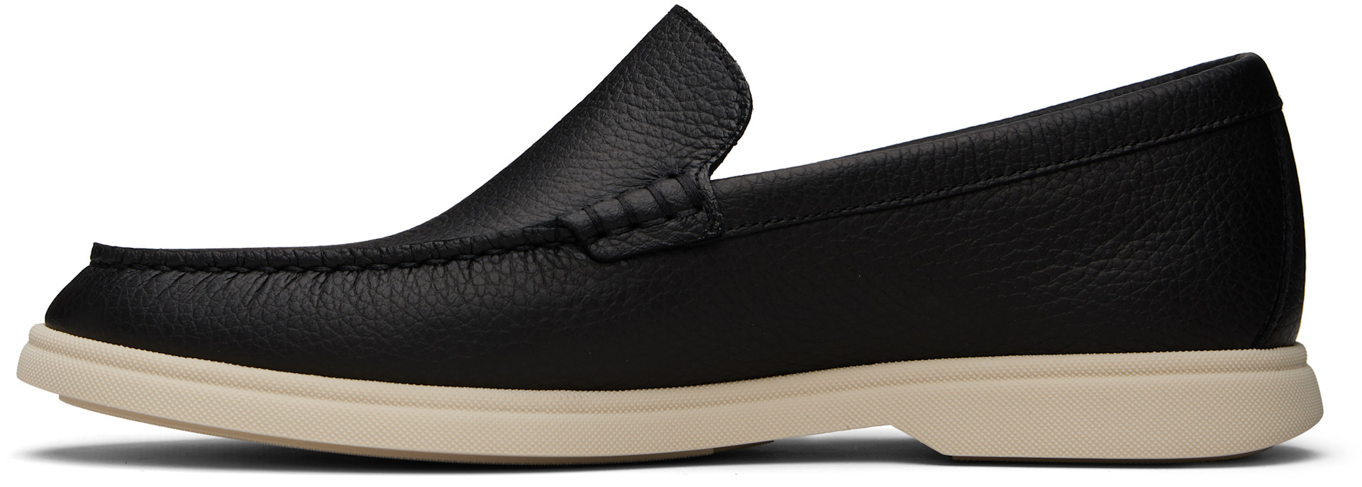 BOSS - Black Logo-Detail Tumbled Leather Loafers