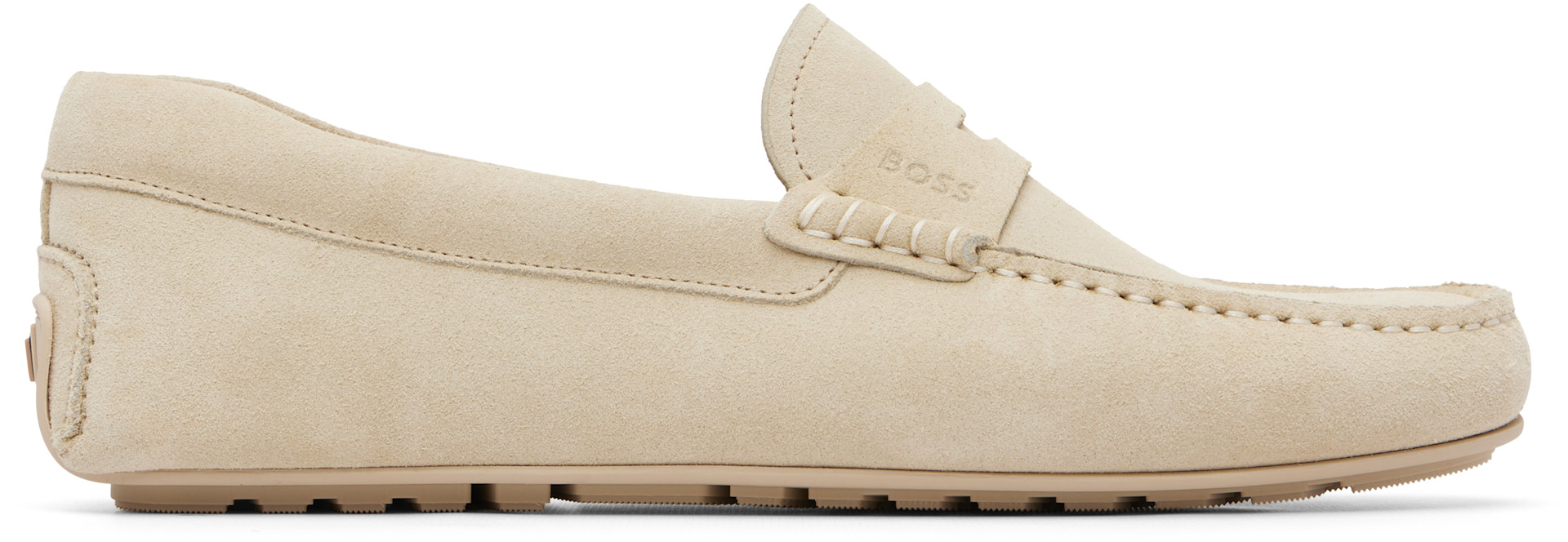 Hugo Boss Driving Loafer Shoes Men\'s 41/US 8 Taupe Suede Metal Logo Made In Ital Boss Men main image 4