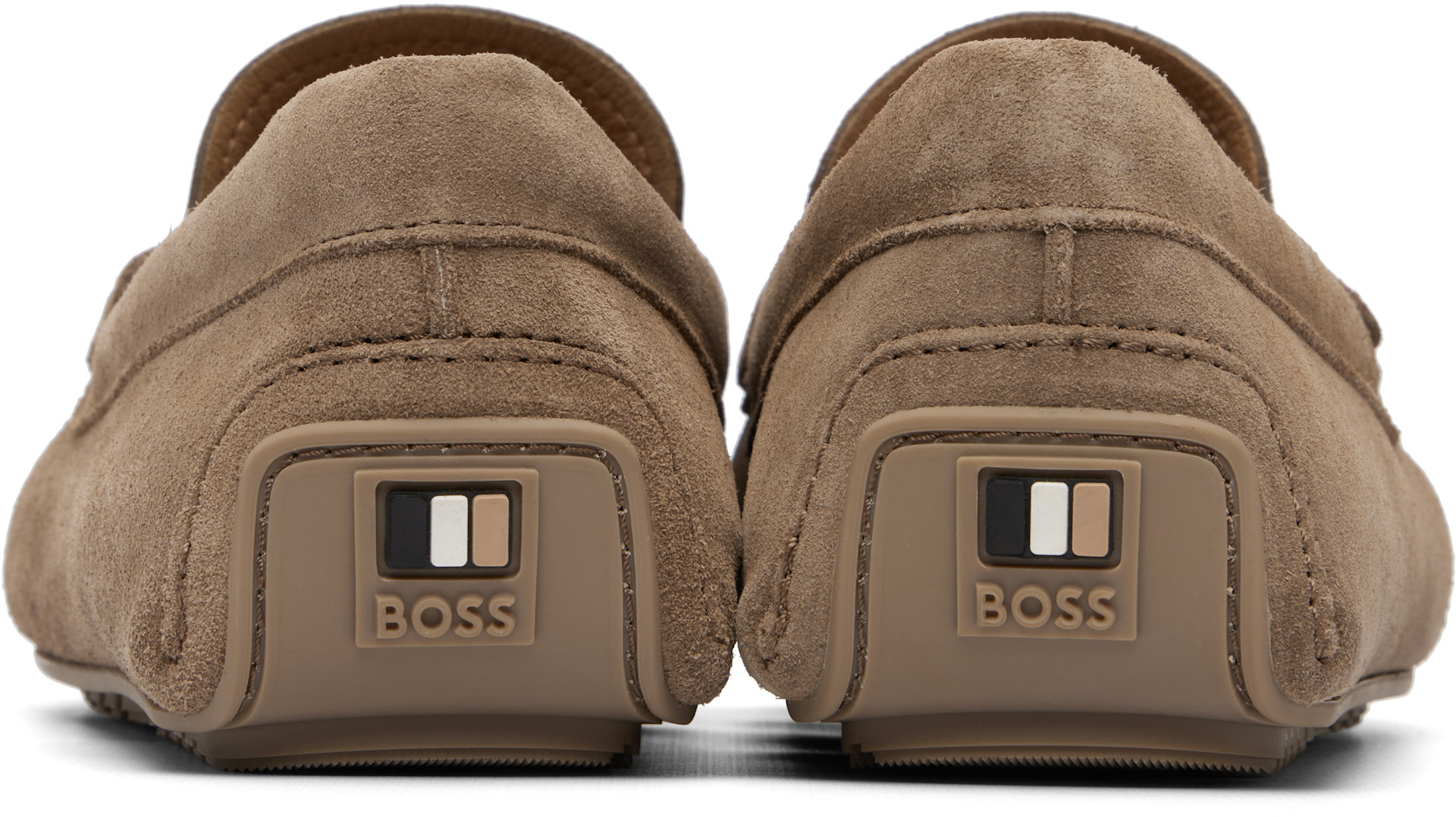 BOSS: ベージュ Penny Trim スエード ローファー | SSENSE 日本