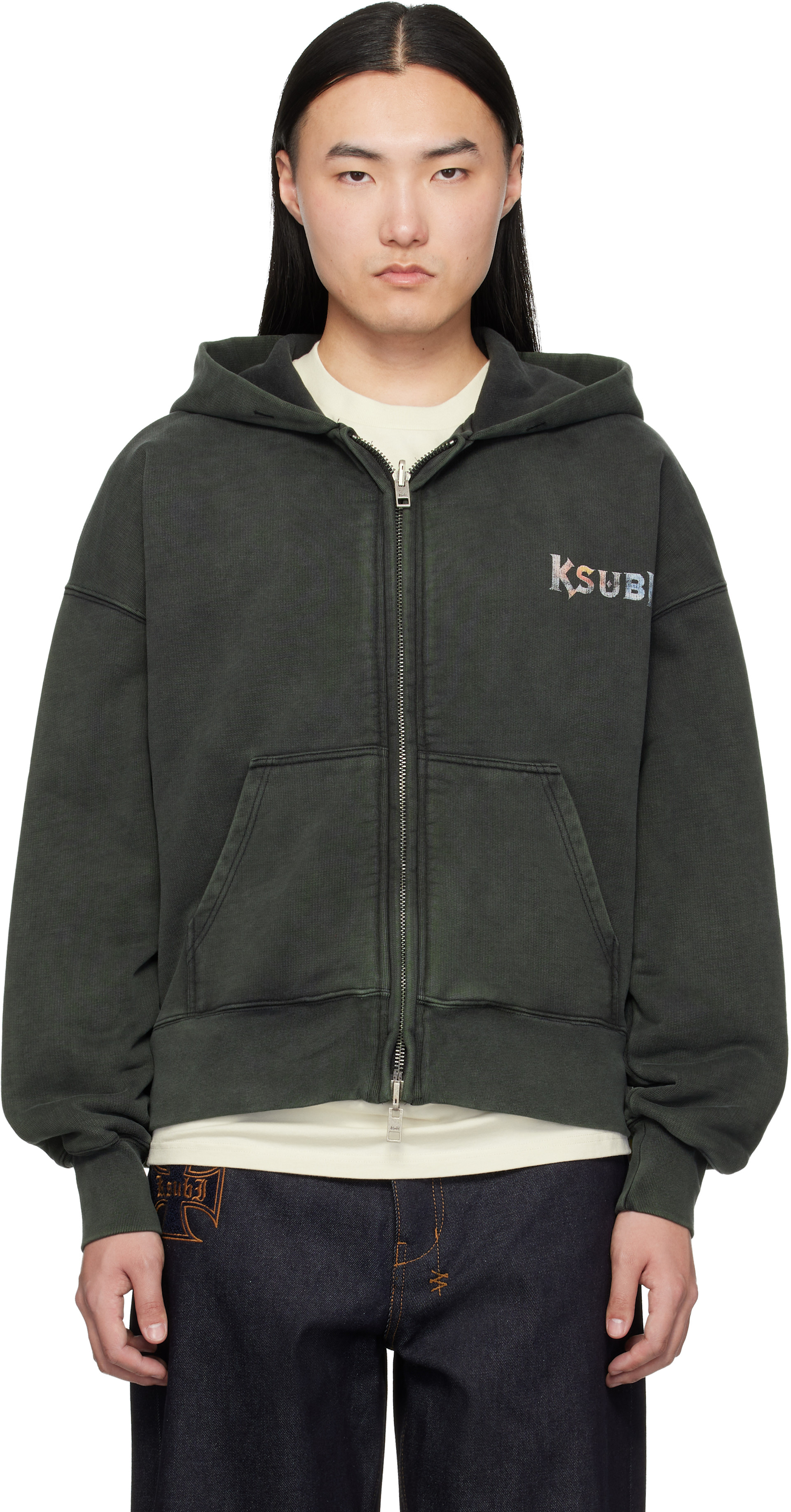 Ksubi - Pull à capuche Death Snake Halen gris à glissière