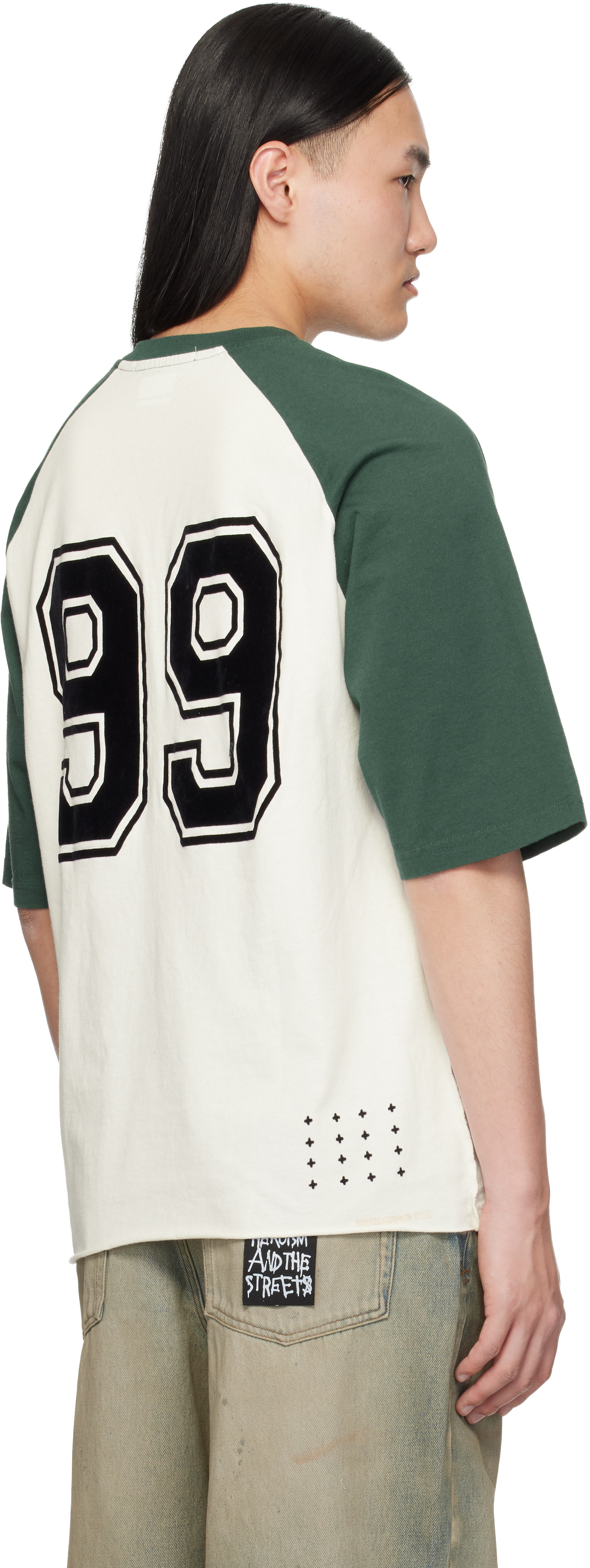 Ksubi: White & Green '99' Biggie Raglan S/S T-shirt | SSENSE