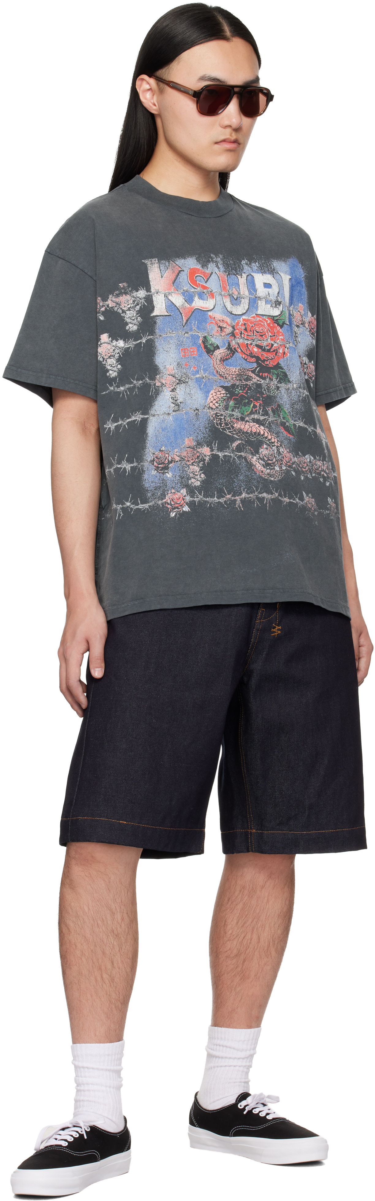 Ksubi: Gray Death Snake Ekcess S/S Rhino T-shirt | SSENSE