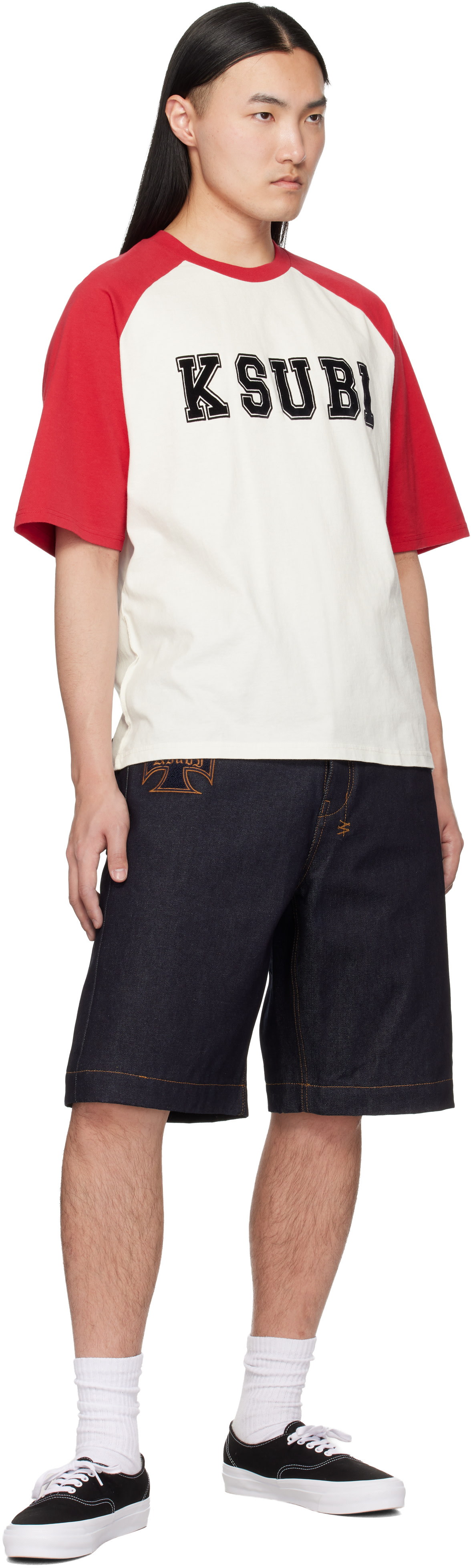 Ksubi: White & Red '99' Biggie Raglan S/S T-shirt | SSENSE