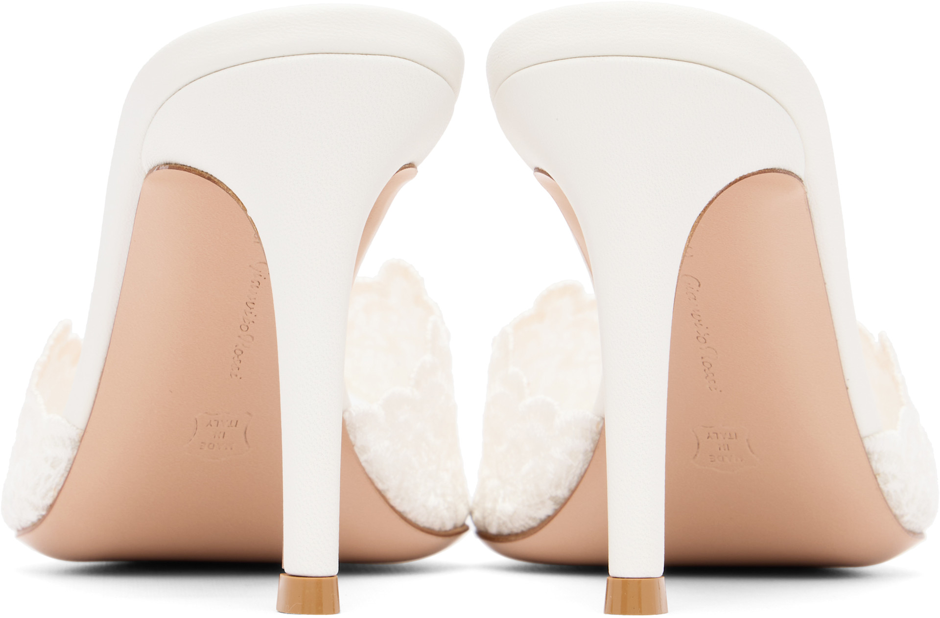 Gianvito Rossi: White Yvonne Mule Heeled Sandals | SSENSE