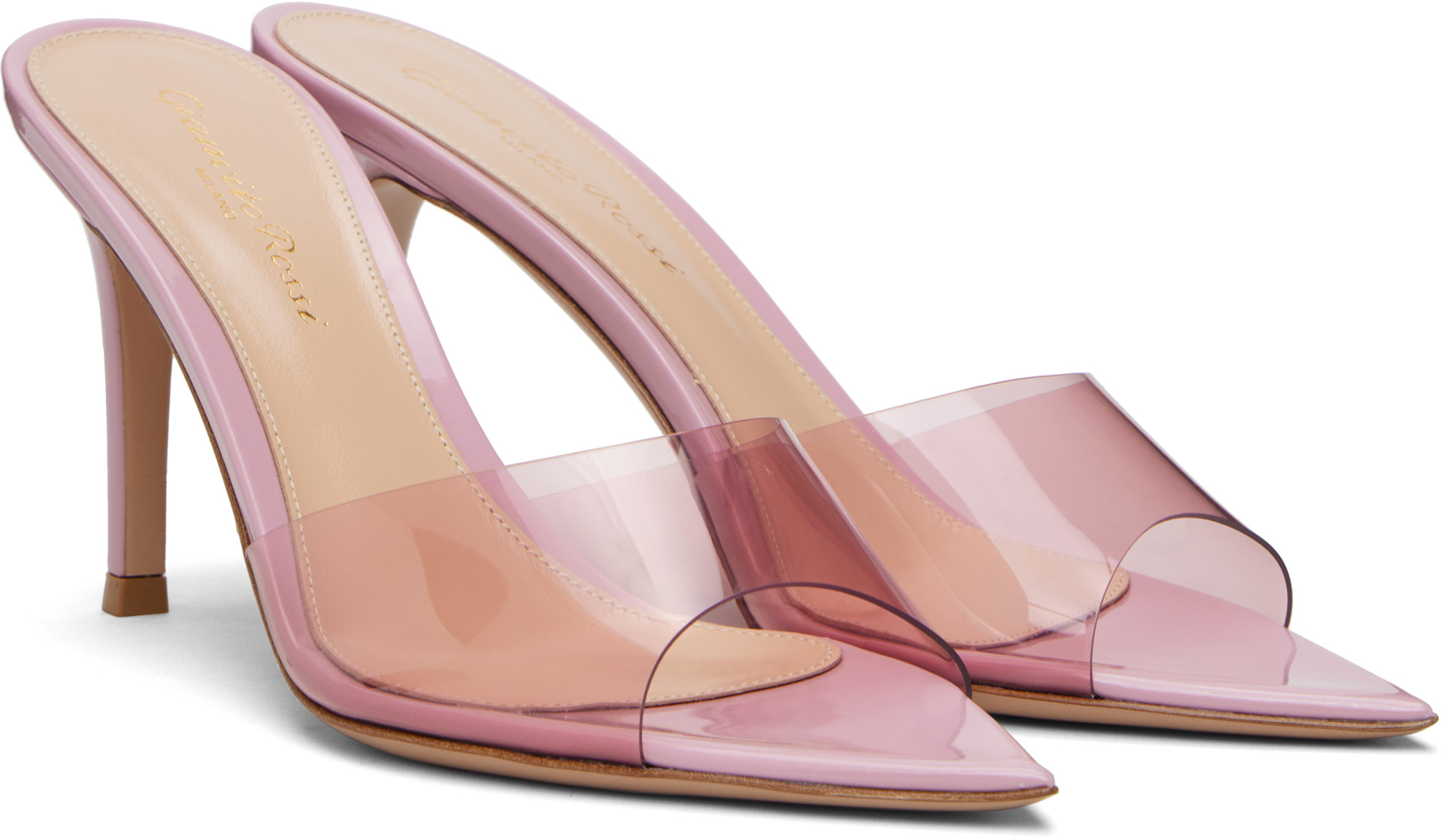 Gianvito Rossi: Pink Elle 85 Heeled Sandals | SSENSE display picture 1