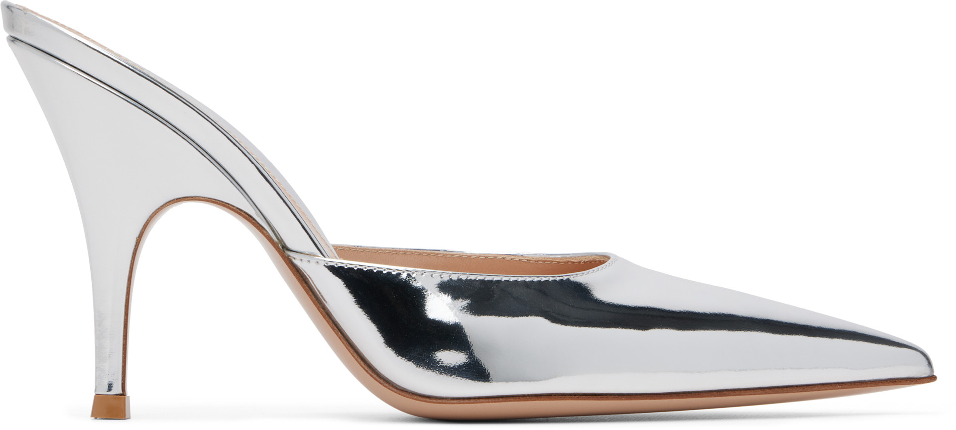 Gianvito Rossi: シルバー パテント ヒール | SSENSE 日本