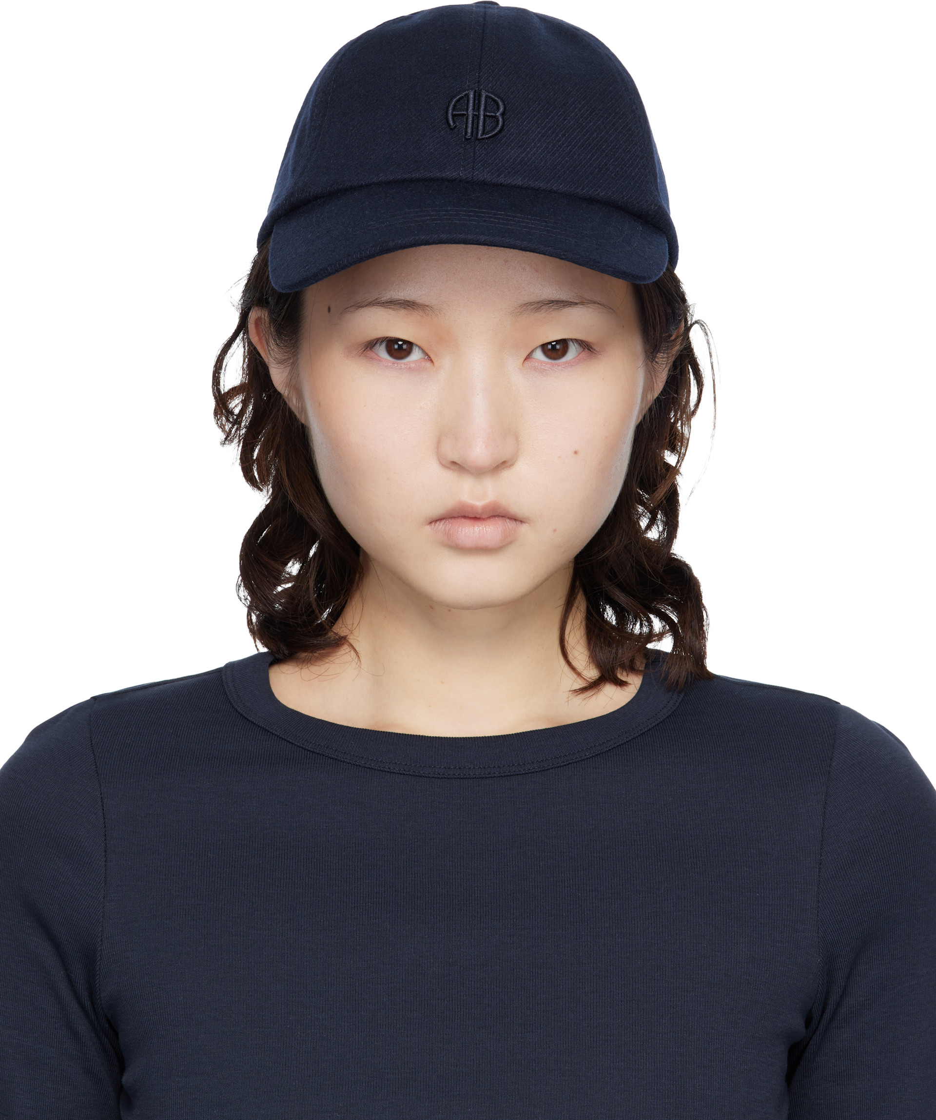 未使用【ANINE BING/アニービン】ベースボールキャップ ANINE BING: Navy Wool Jeremy Baseball Cap | SSENSE