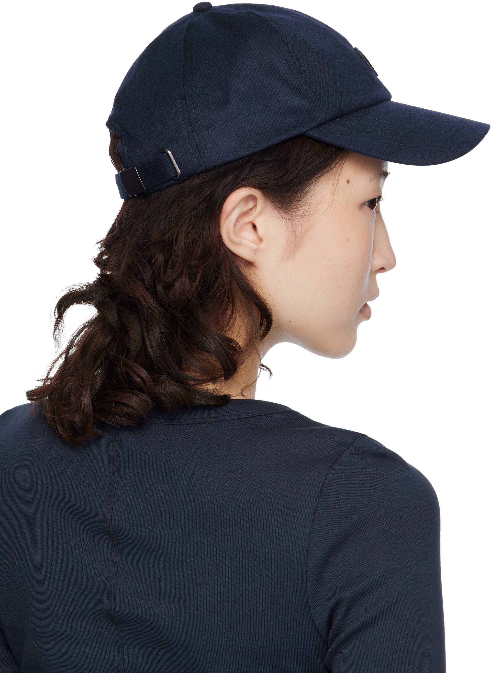ANINE BING: Navy Wool Jeremy Baseball Cap | SSENSE
