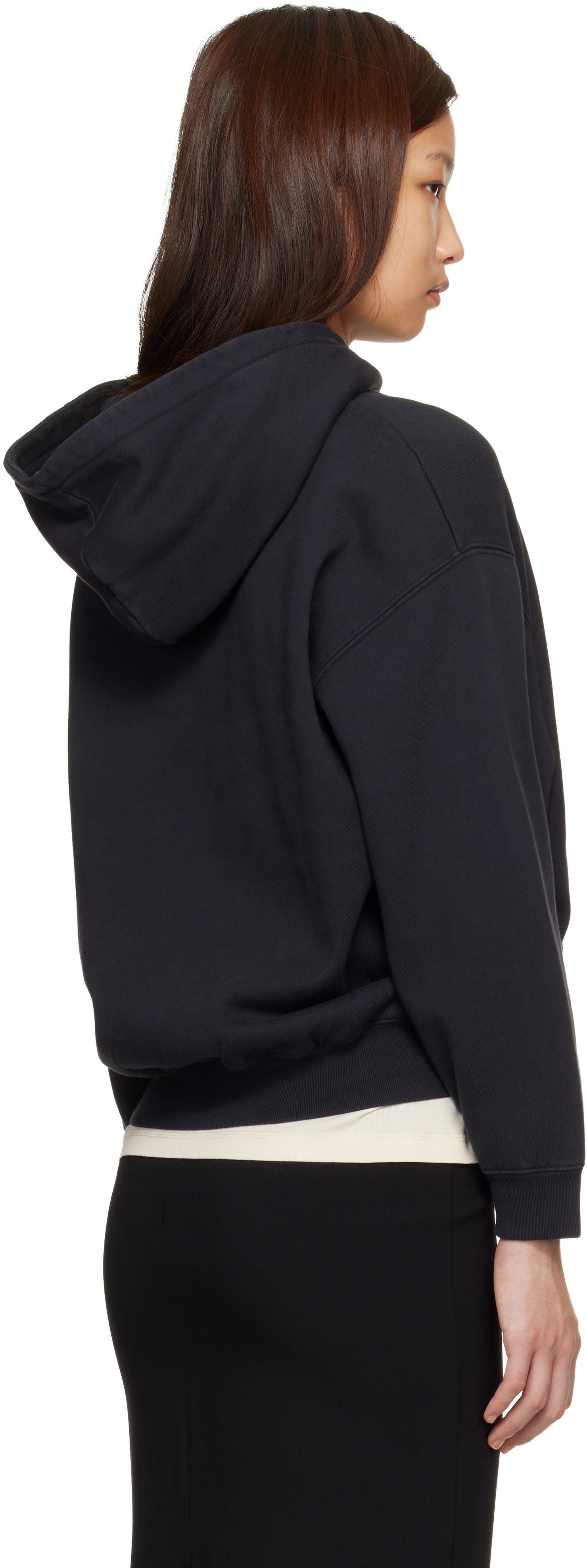 ANINE BING - Pull à capuche de style teddy Jaci noir