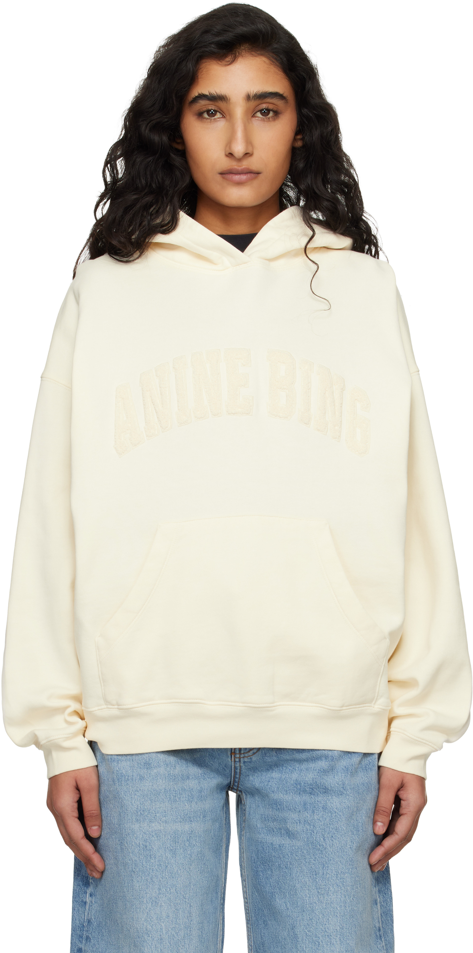 ANINE BING - Pull molletonné Harvey blanc cassé