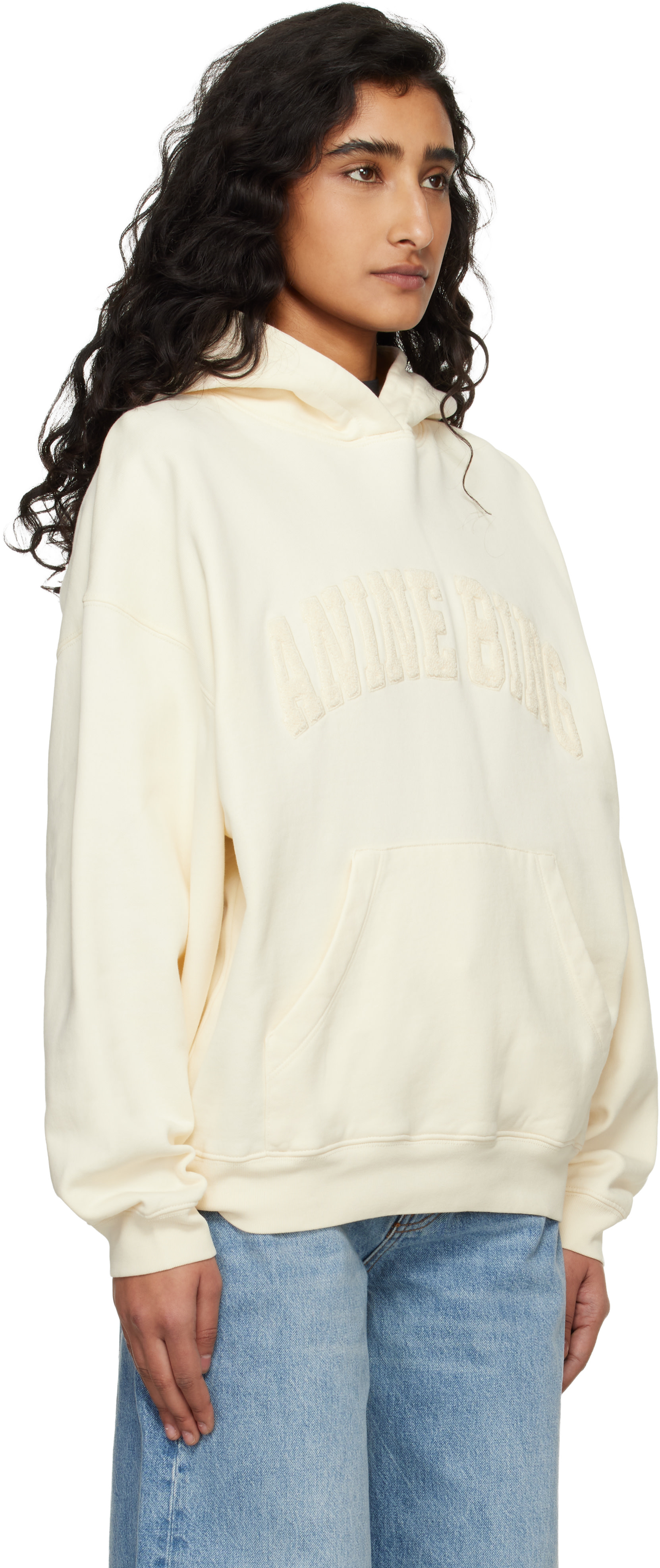 ANINE BING - Pull molletonné Harvey blanc cassé