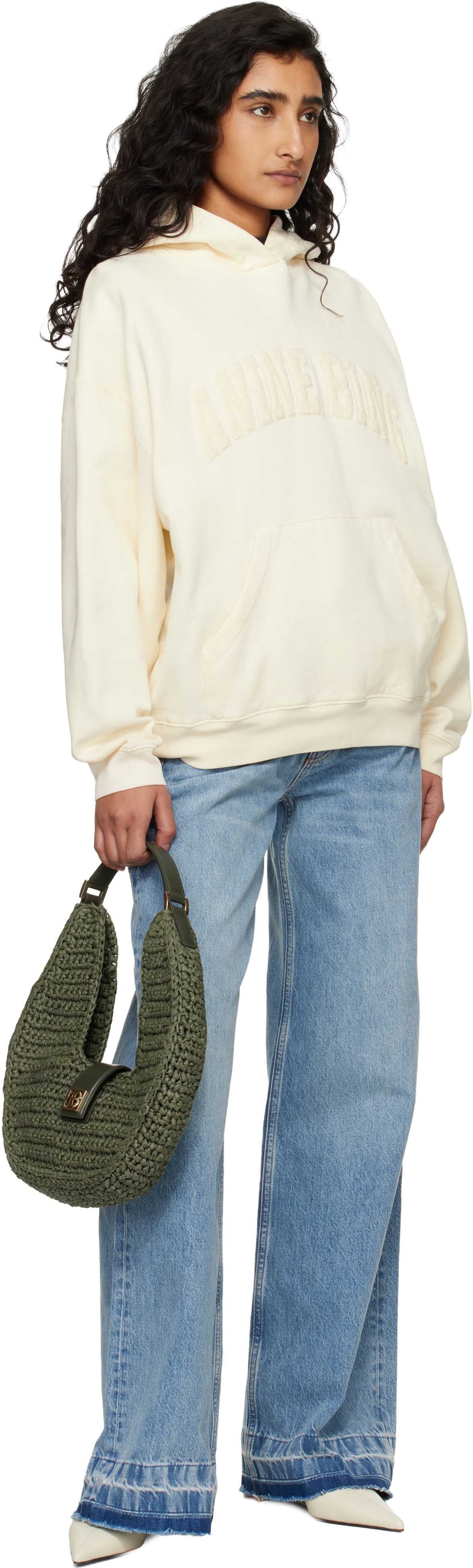 ANINE BING - Pull molletonné Harvey blanc cassé