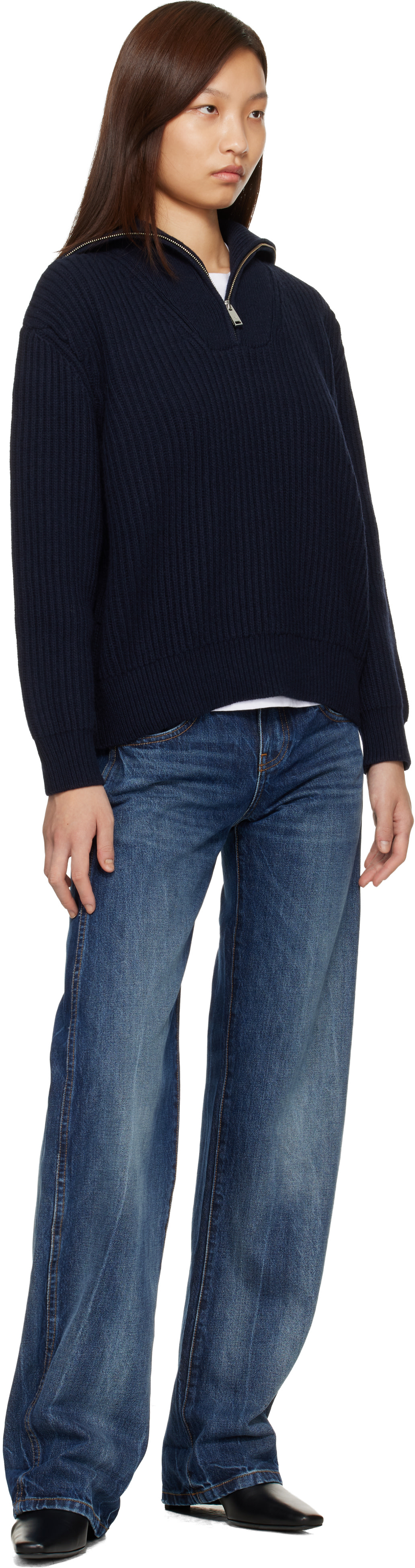 ANINE BING - 네이비 새미 트랙 재킷