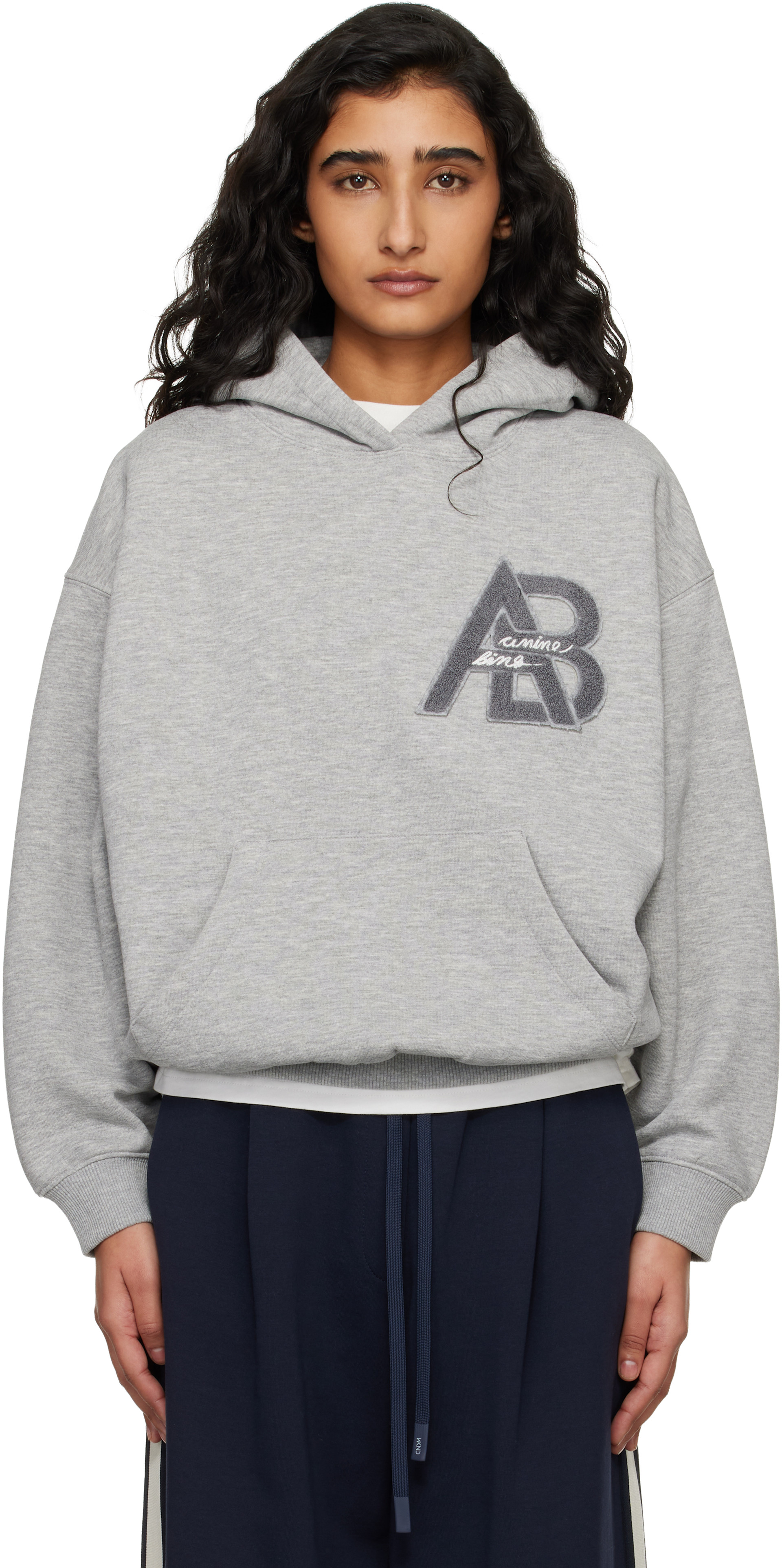 ANINE BING - Pull à capuche de style teddy Jaci gris