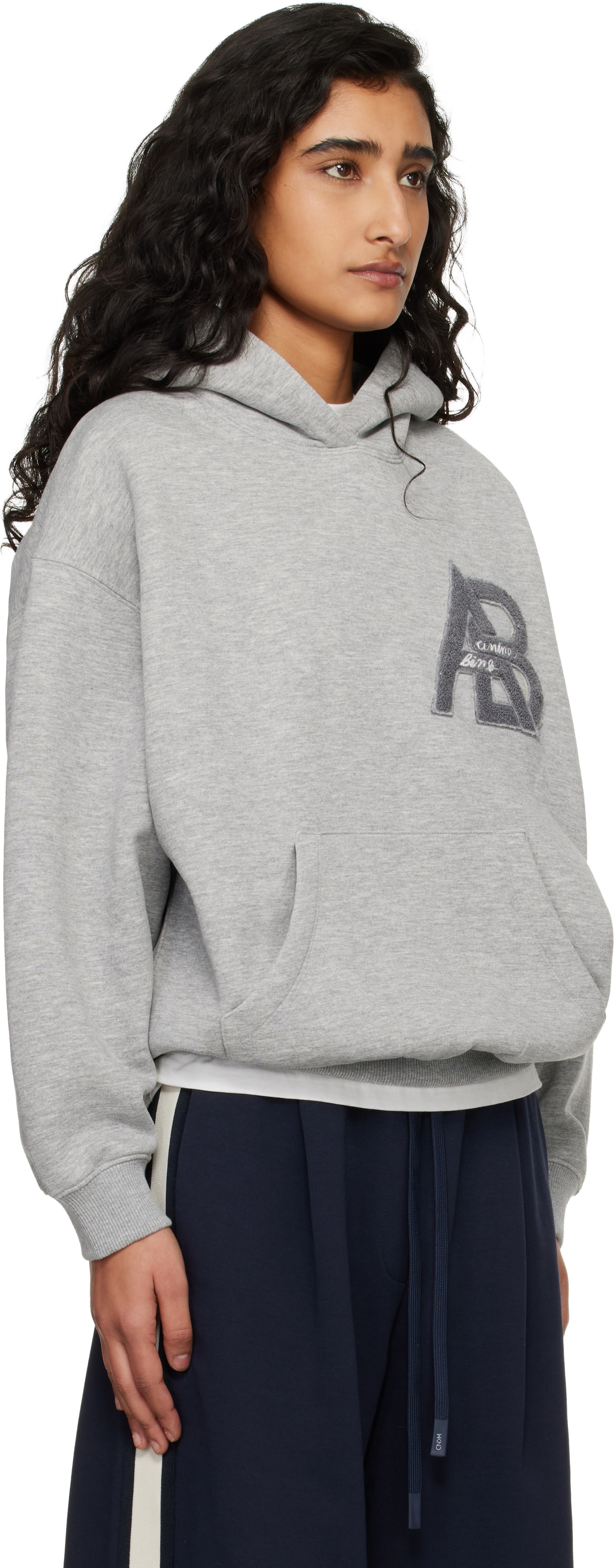 ANINE BING - Pull à capuche de style teddy Jaci gris