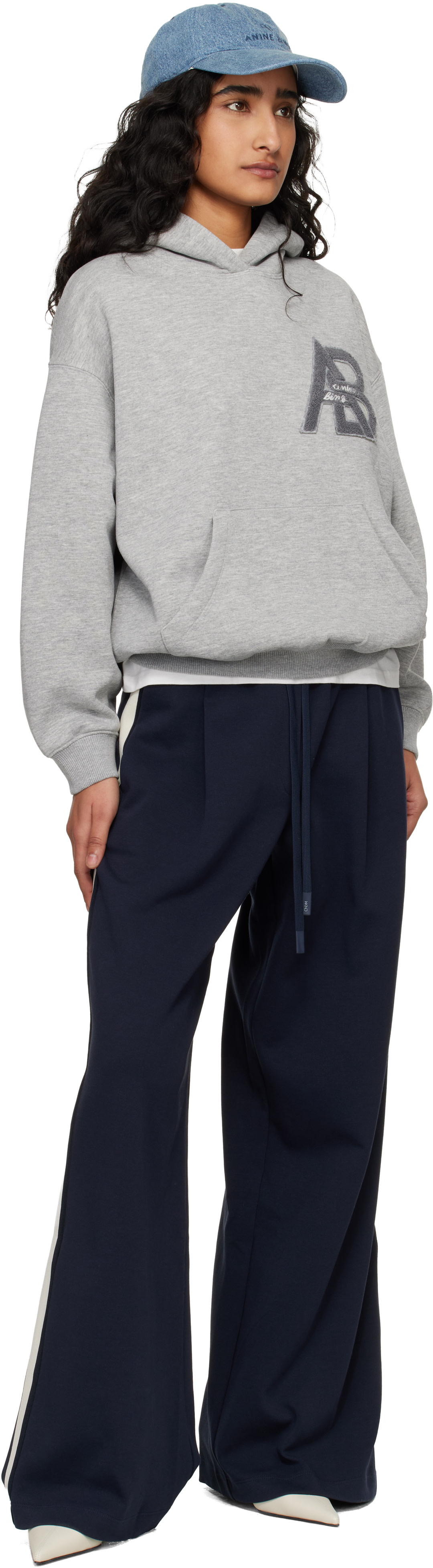 ANINE BING - Pull à capuche de style teddy Jaci gris